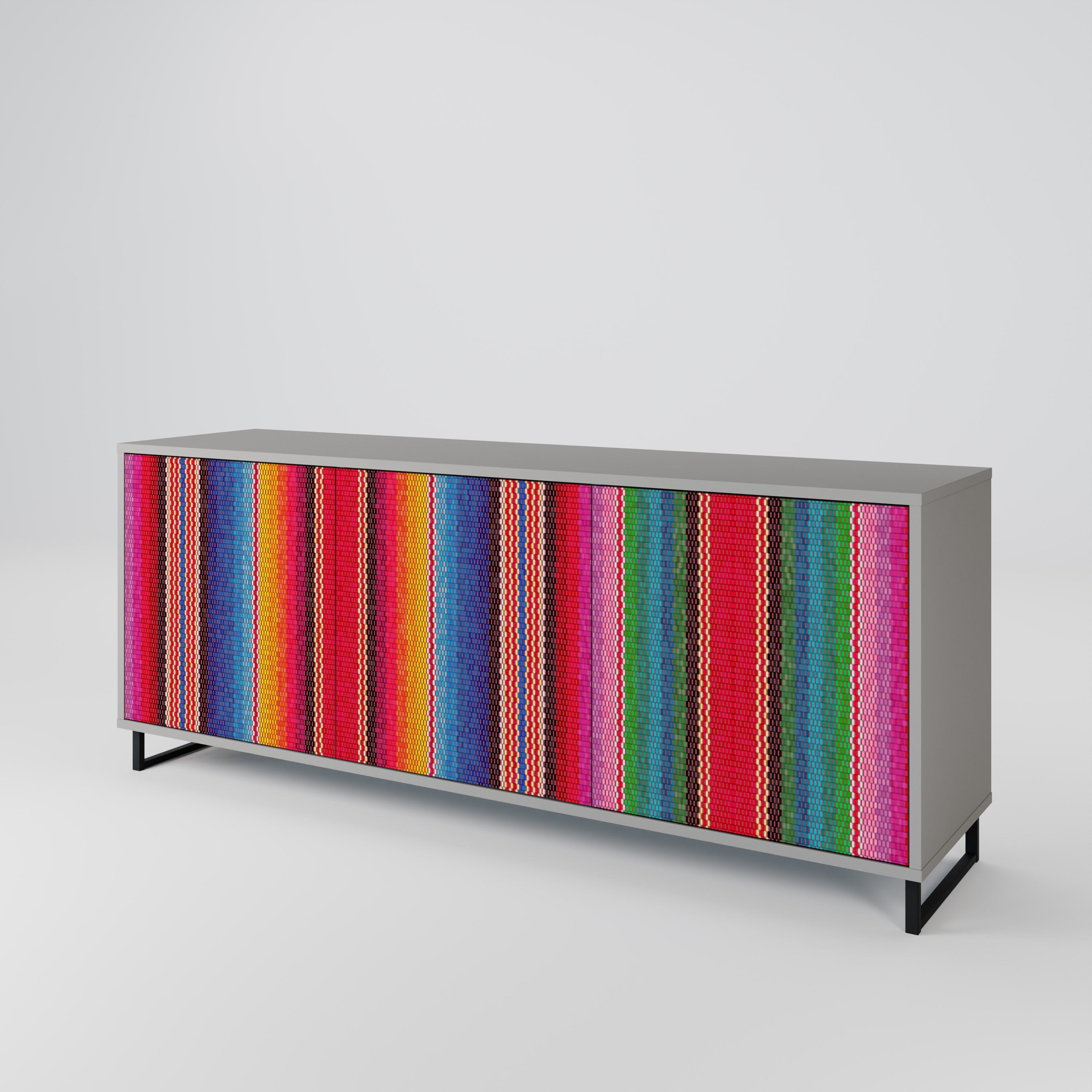 ETHNIC MEXICAN 3-Door Sideboard in Grey Finish