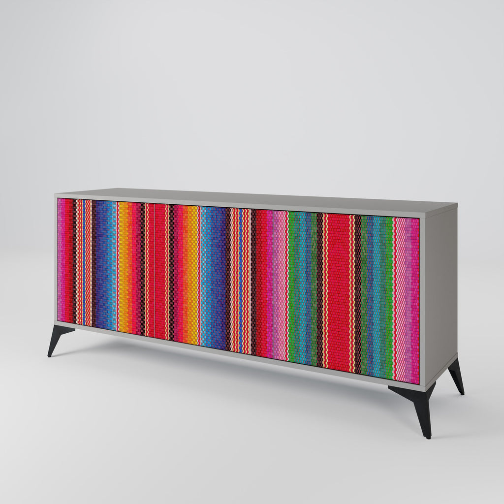 ETHNIC MEXICAN 3-Door Sideboard in Grey Finish