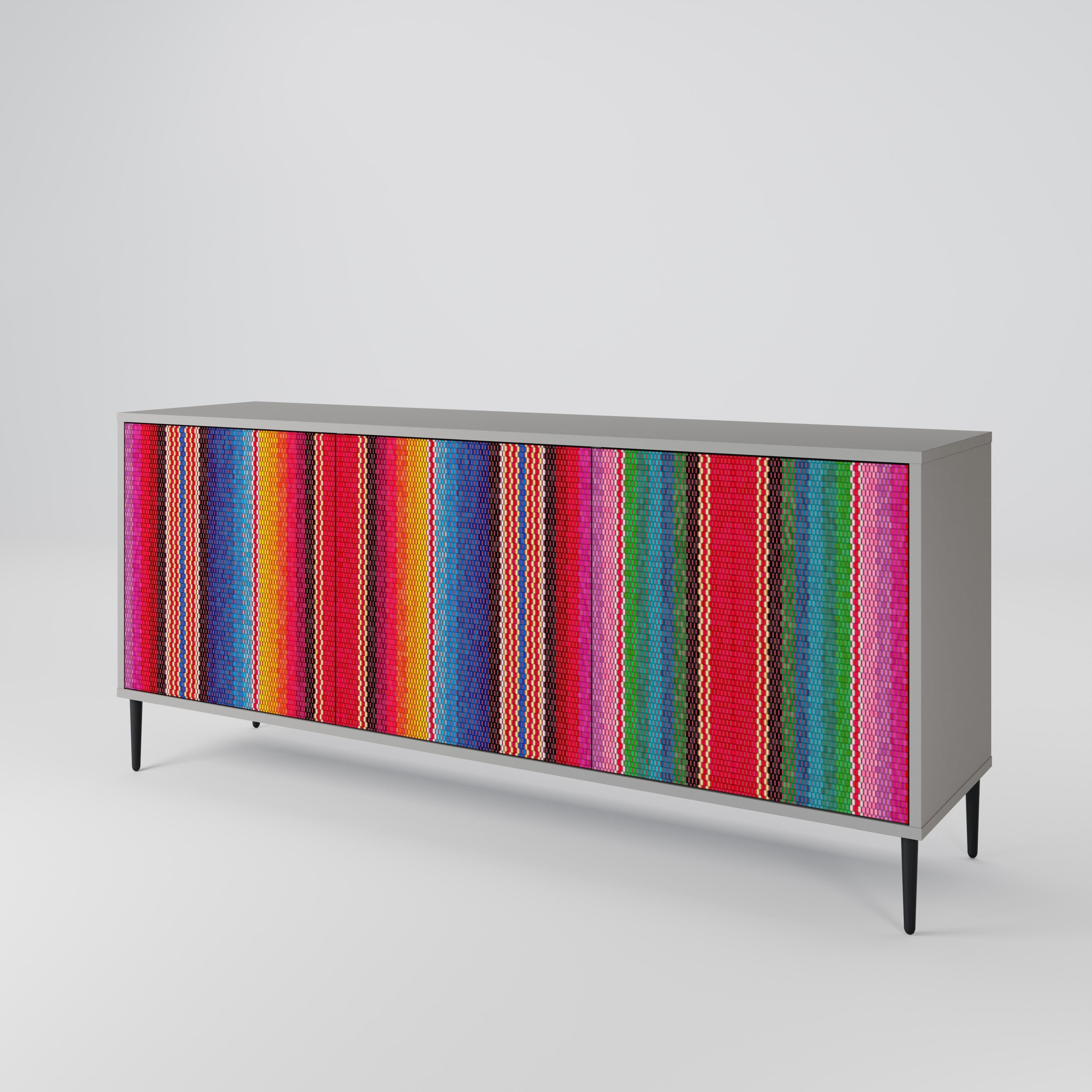 ETHNIC MEXICAN 3-Door Sideboard in Grey Finish