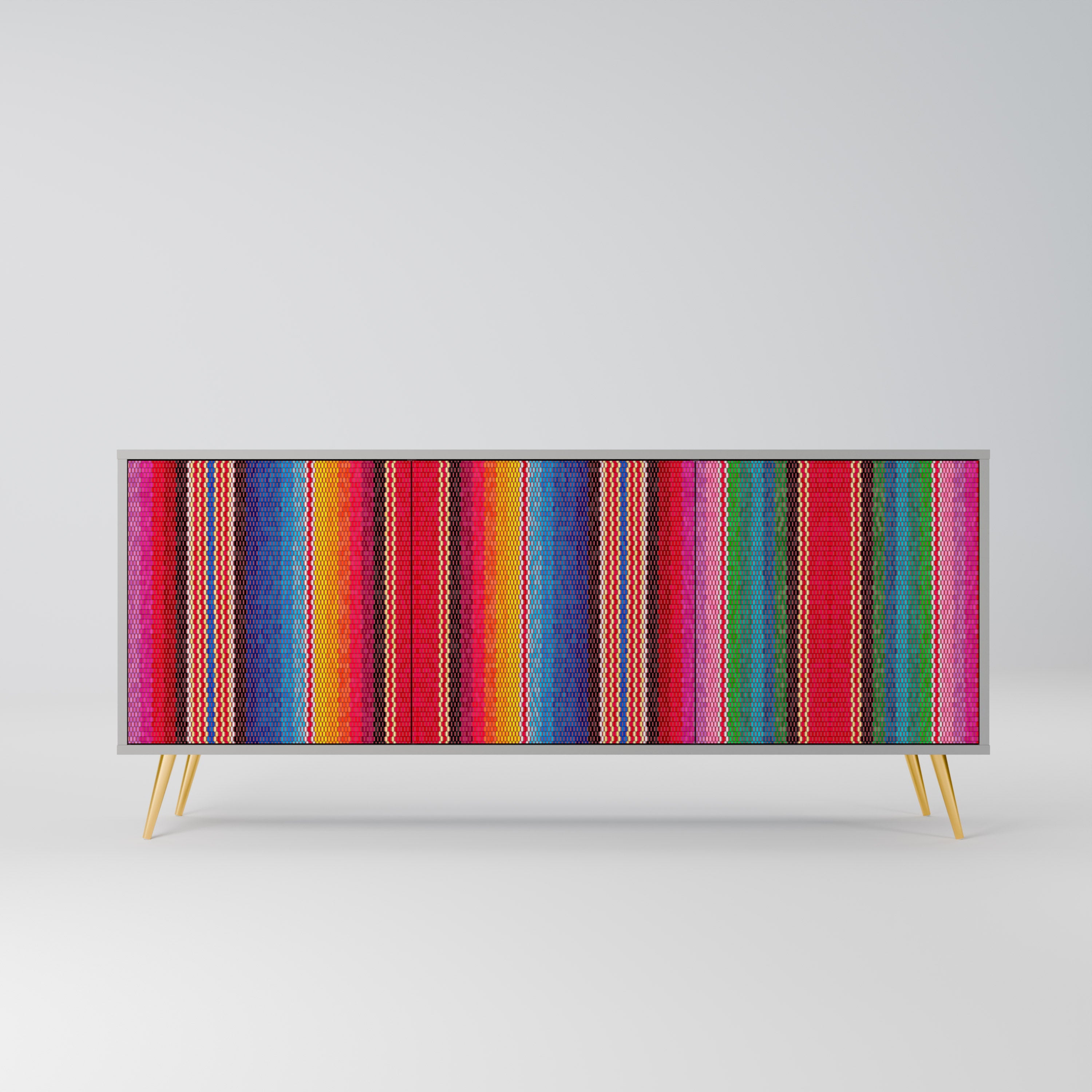 ETHNIC MEXICAN 3-Door Sideboard in Grey Finish