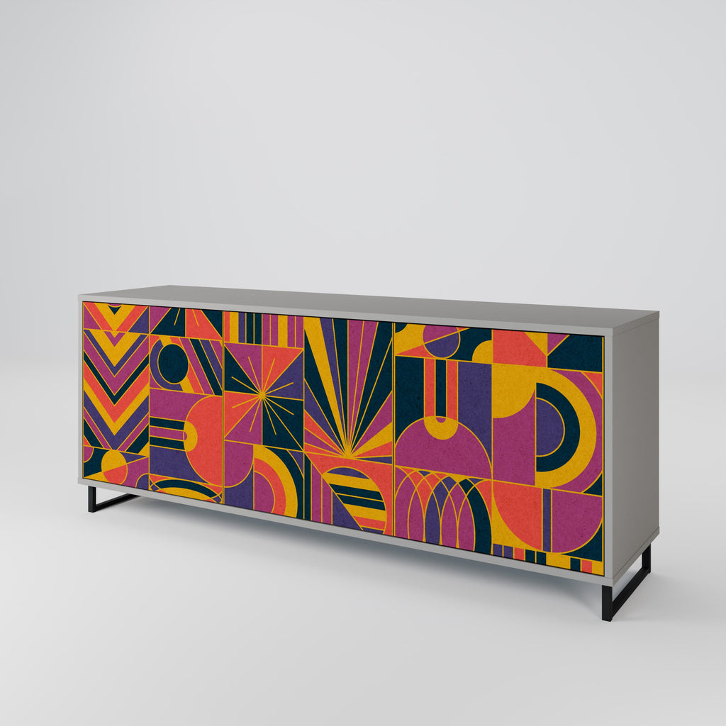 ELECTRIC PATTERNS 3-Door Sideboard in Grey Finish