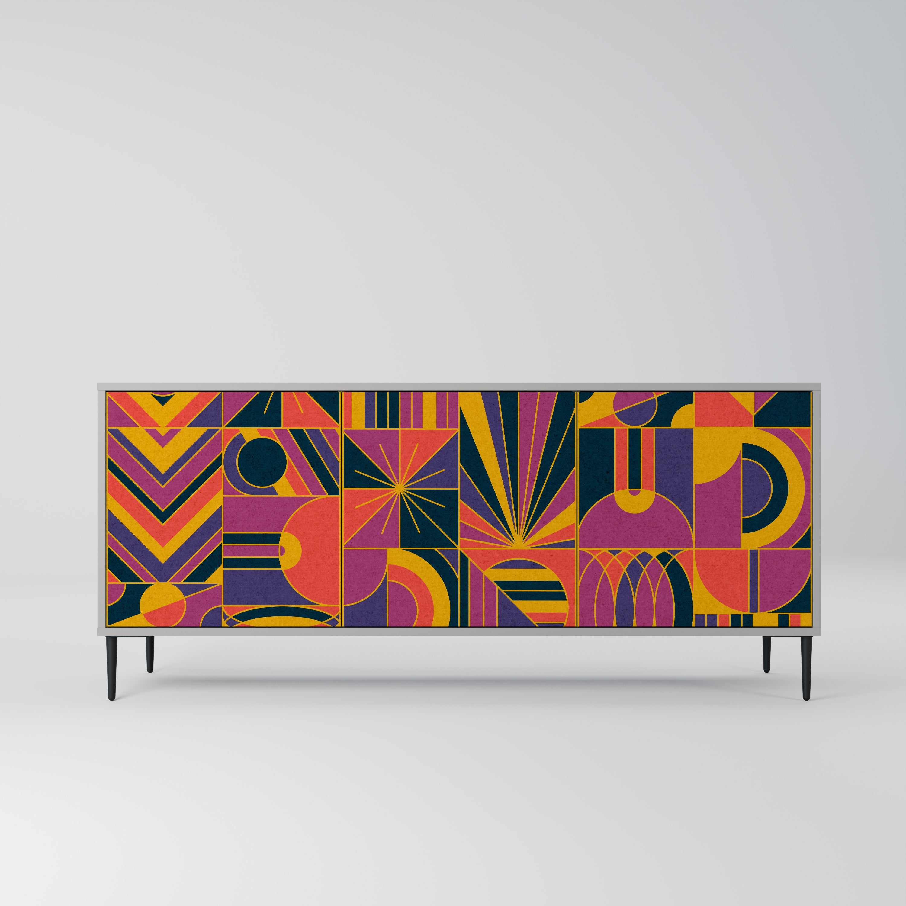 ELECTRIC PATTERNS 3-Door Sideboard in Grey Finish