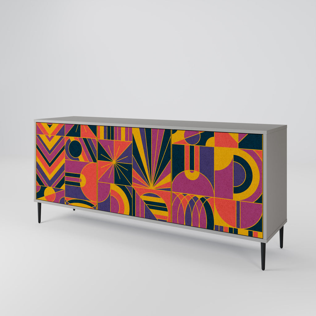 ELECTRIC PATTERNS 3-Door Sideboard in Grey Finish