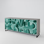 HARMONIC GRID 3-Door Sideboard in Grey Finish