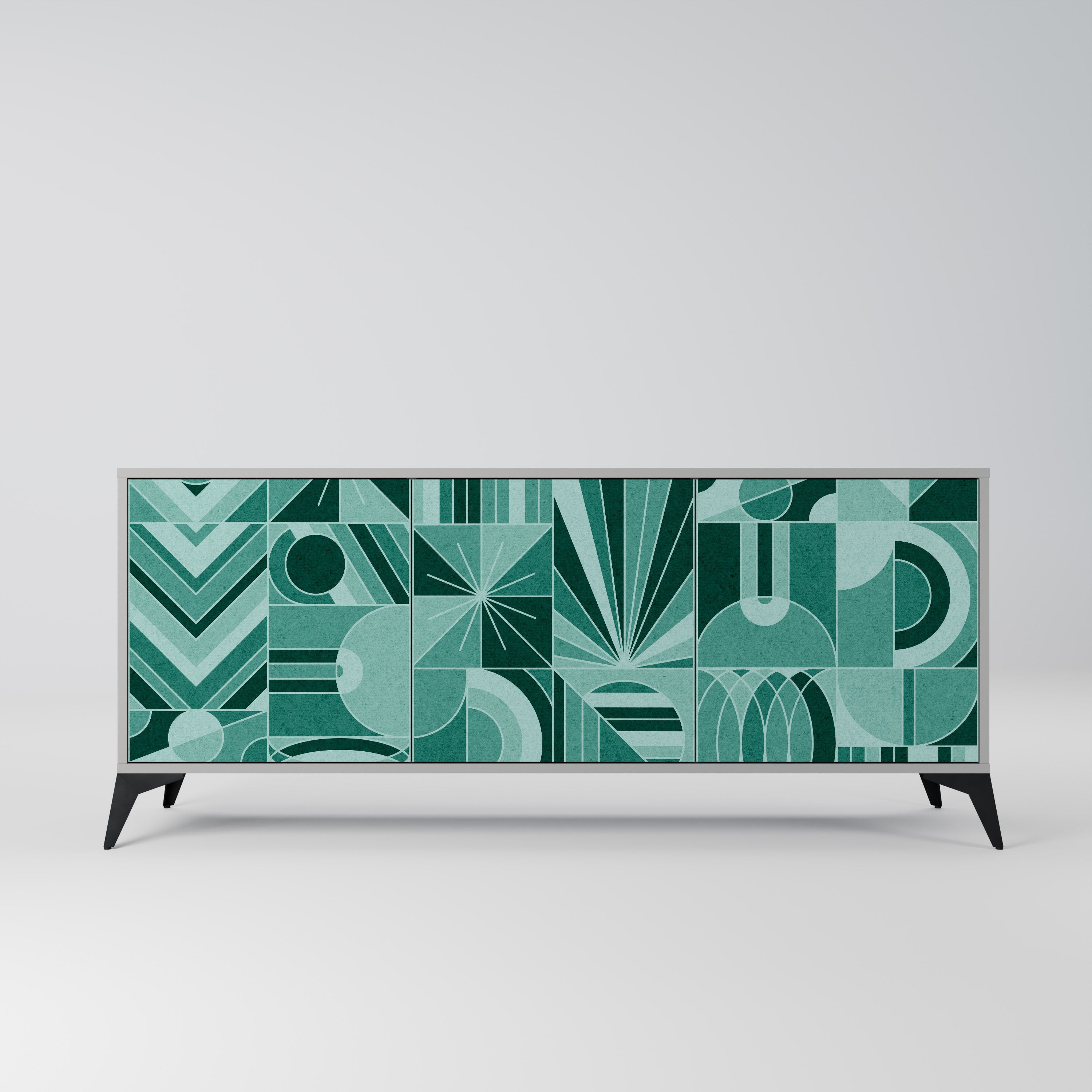 HARMONIC GRID 3-Door Sideboard in Grey Finish