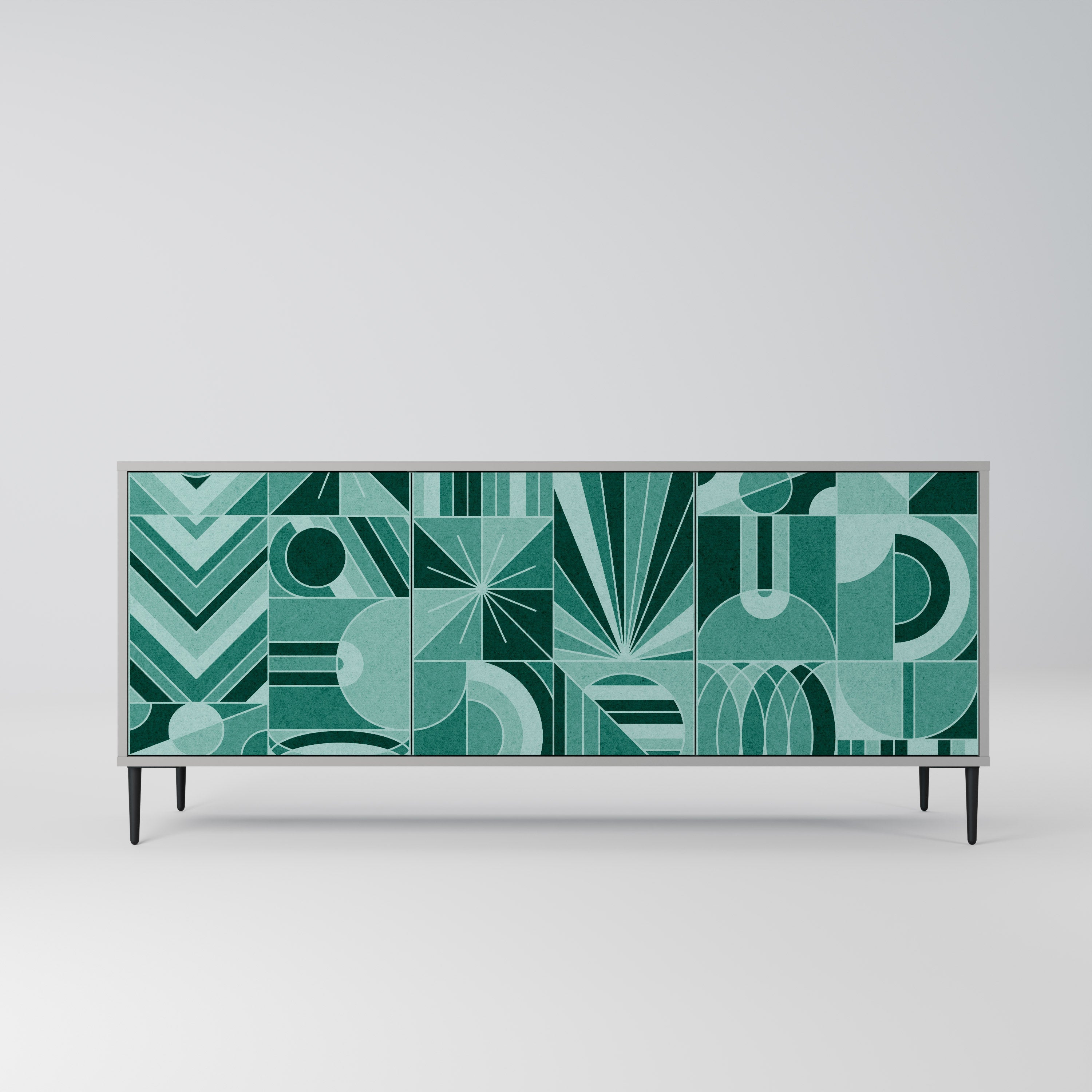 HARMONIC GRID 3-Door Sideboard in Grey Finish