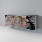 GILDED SWIRLS 3-Door Sideboard in Grey Finish