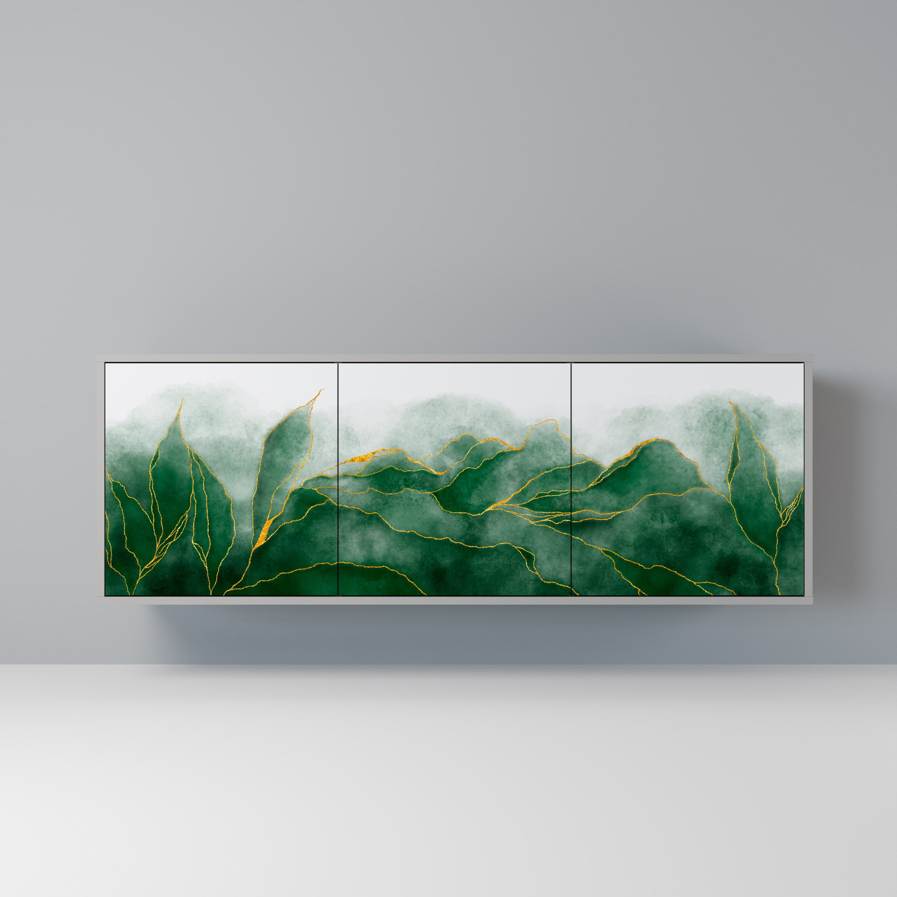 EXPENSIVE NATURE 3-Door Sideboard in Grey Finish