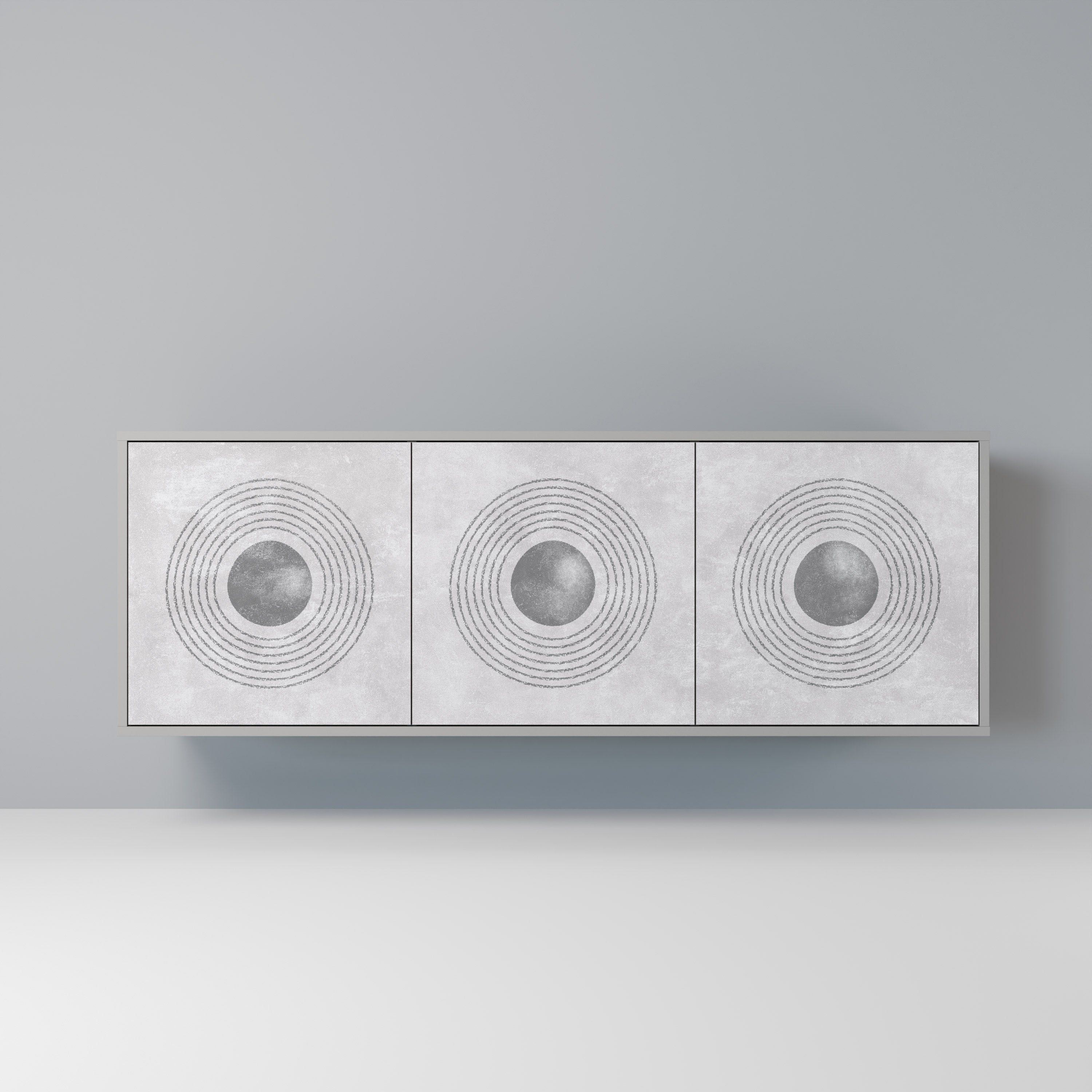 SOLID CIRCLES 3-Door Sideboard in Grey Finish