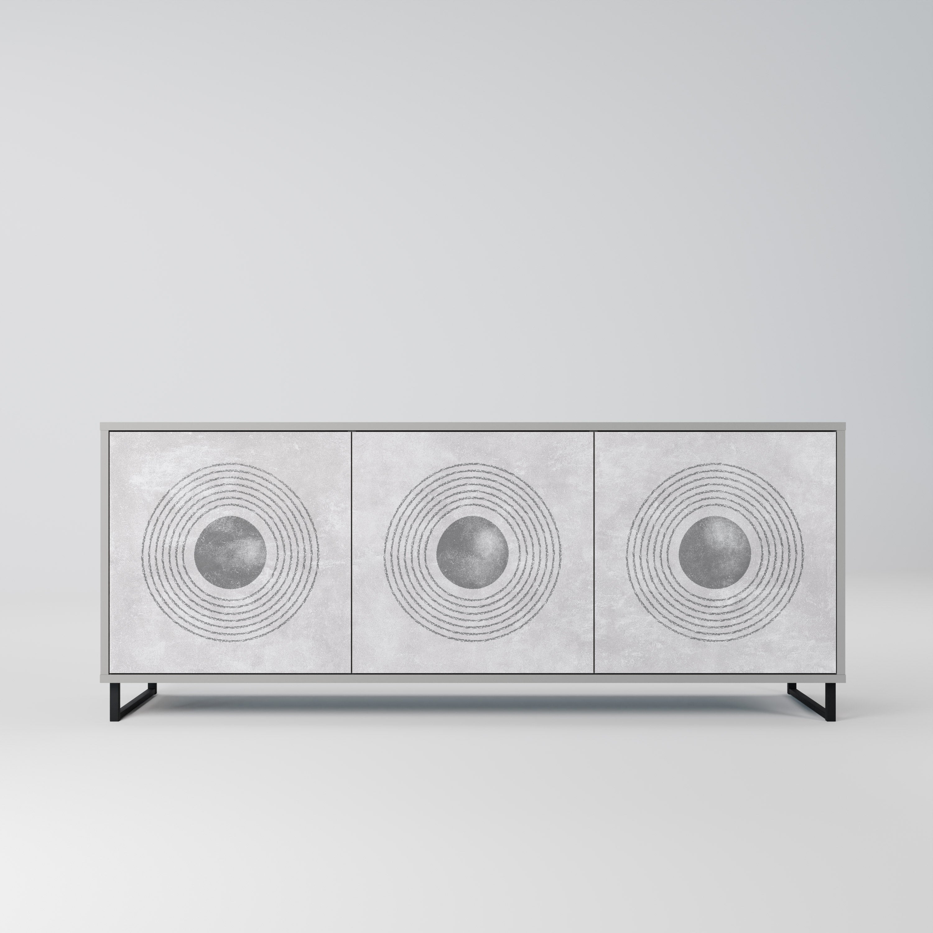 SOLID CIRCLES 3-Door Sideboard in Grey Finish