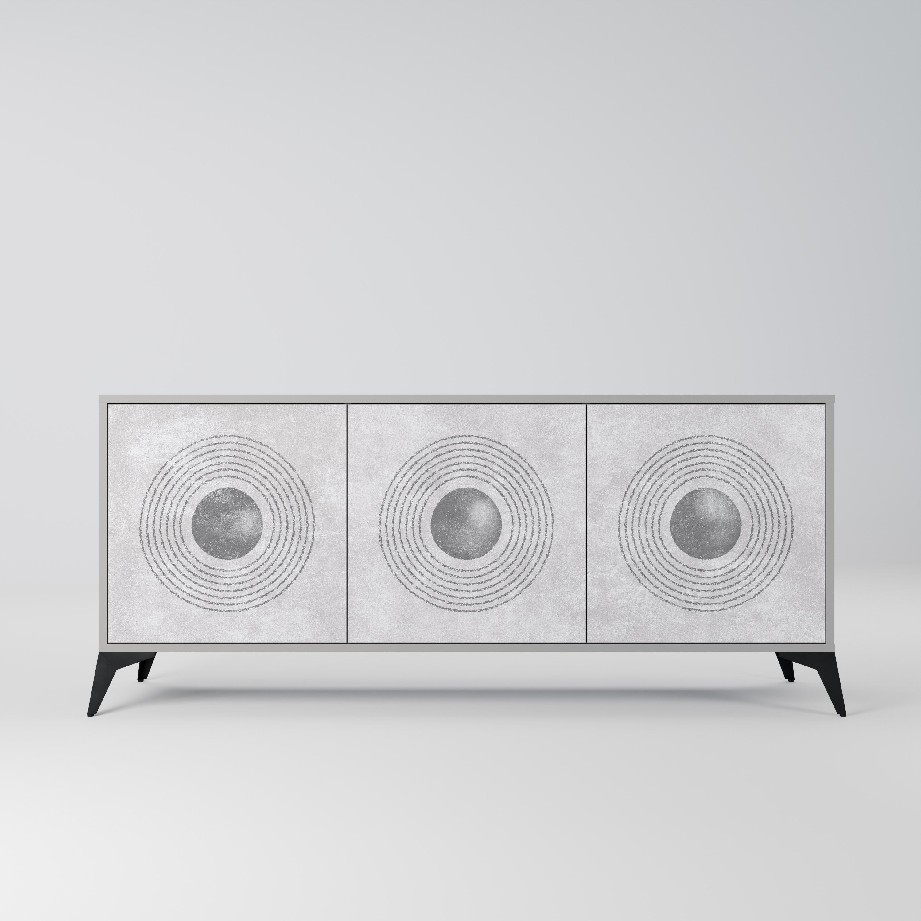 SOLID CIRCLES 3-Door Sideboard in Grey Finish