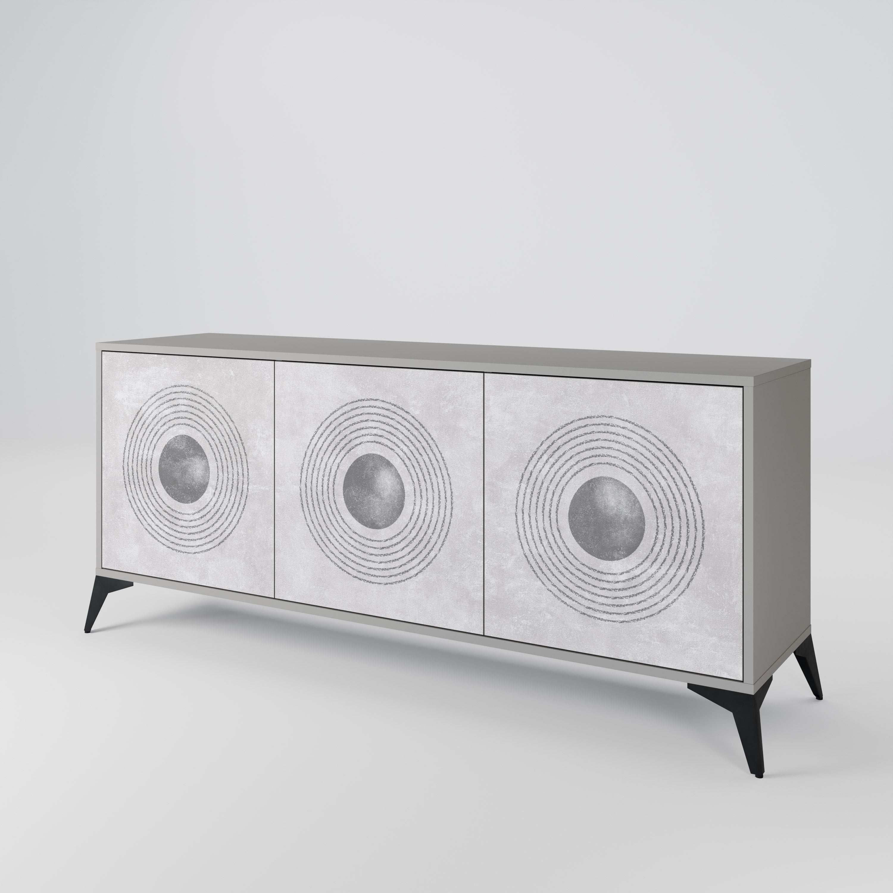 SOLID CIRCLES 3-Door Sideboard in Grey Finish