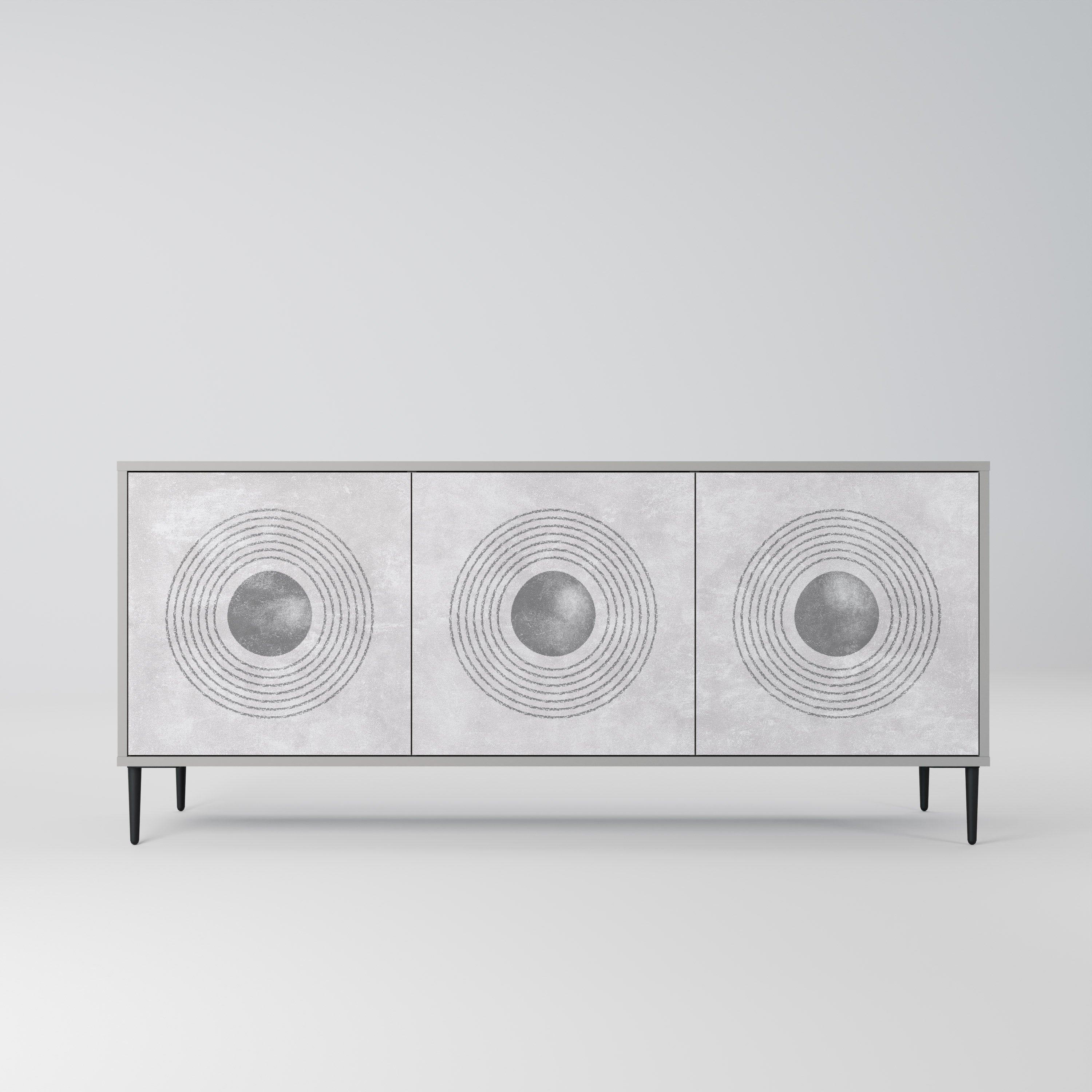 SOLID CIRCLES 3-Door Sideboard in Grey Finish