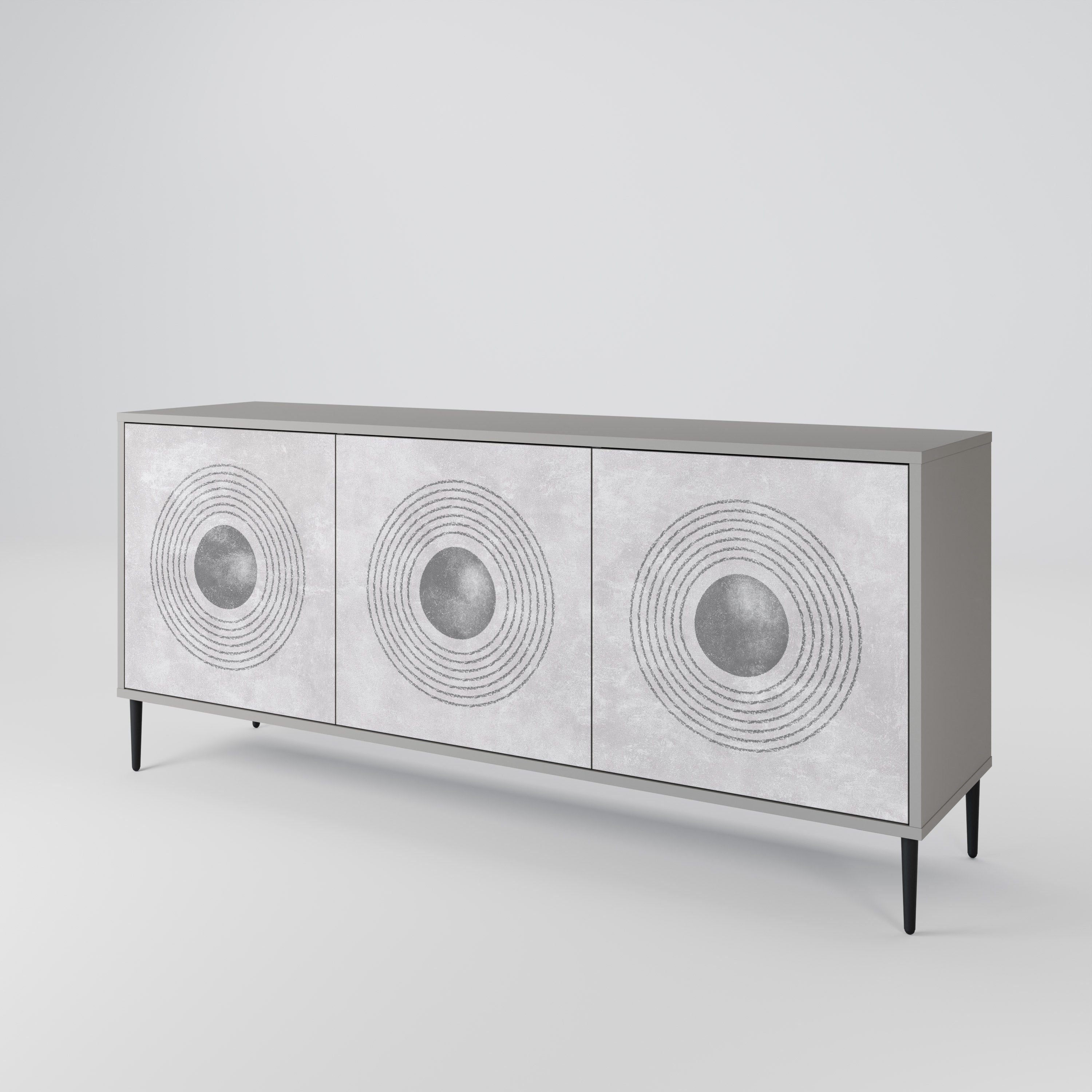 SOLID CIRCLES 3-Door Sideboard in Grey Finish