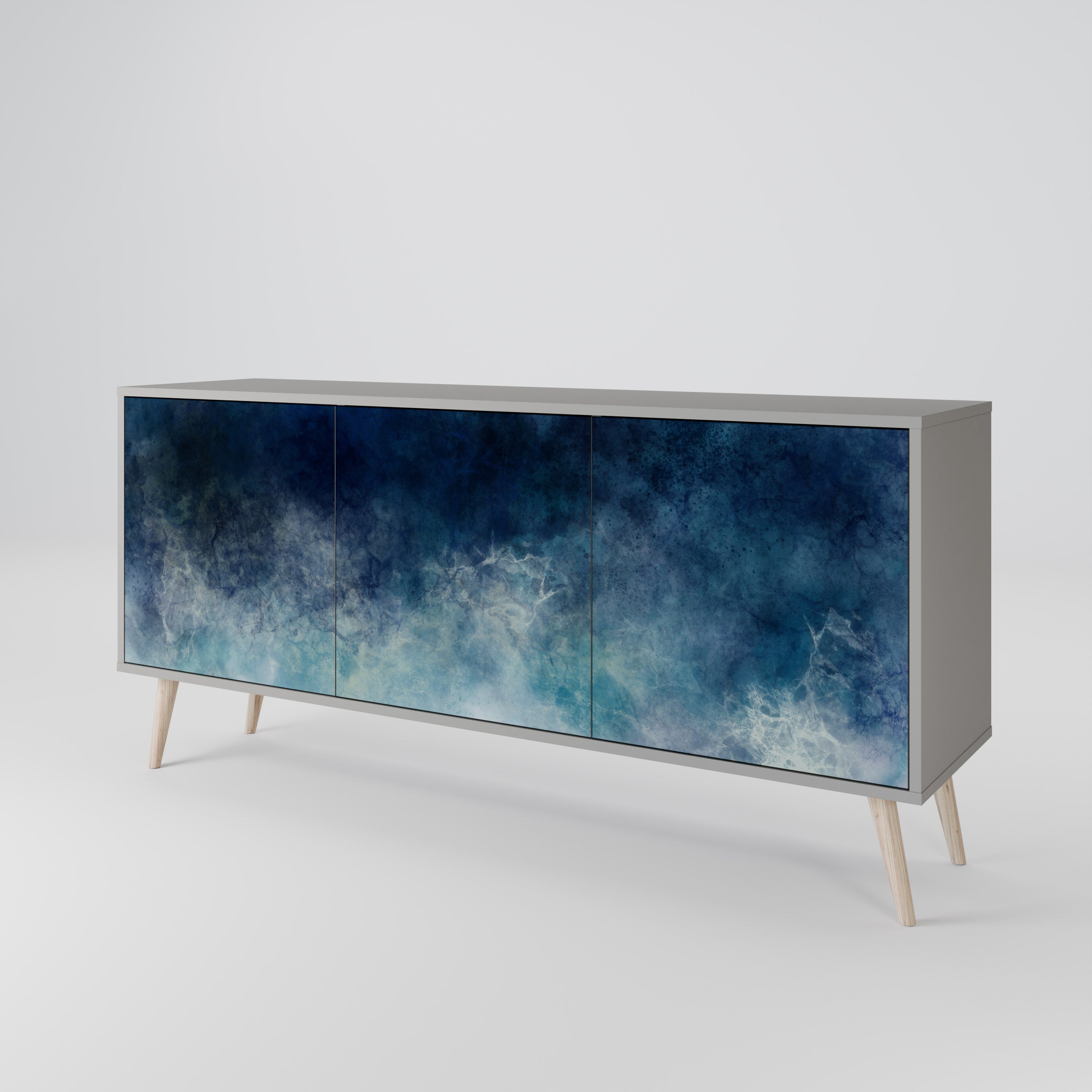 CELESTIAL FALL 3-Door Sideboard in Grey Finish