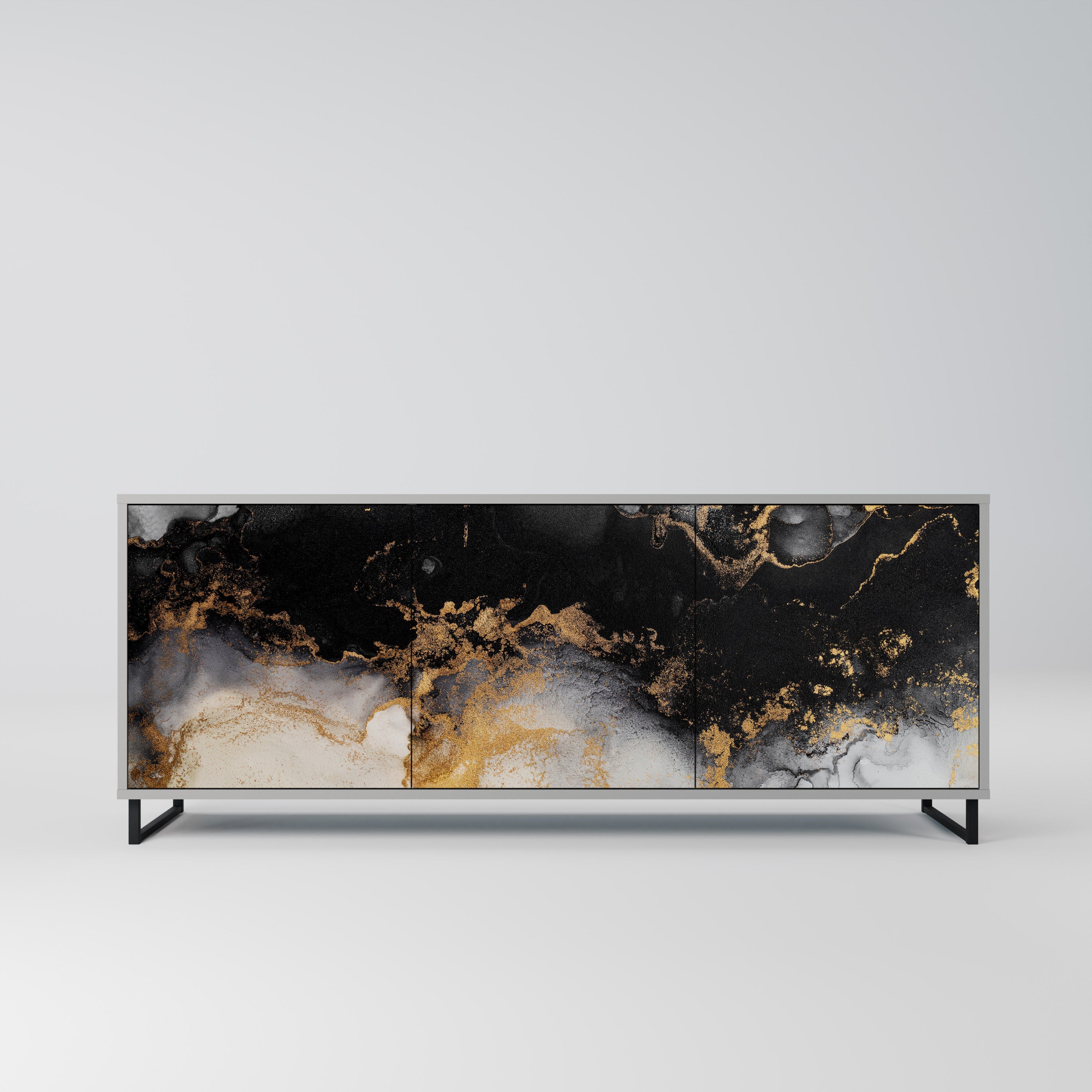 MARBLE OF TOMMORROW 3-Door Sideboard in Grey Finish