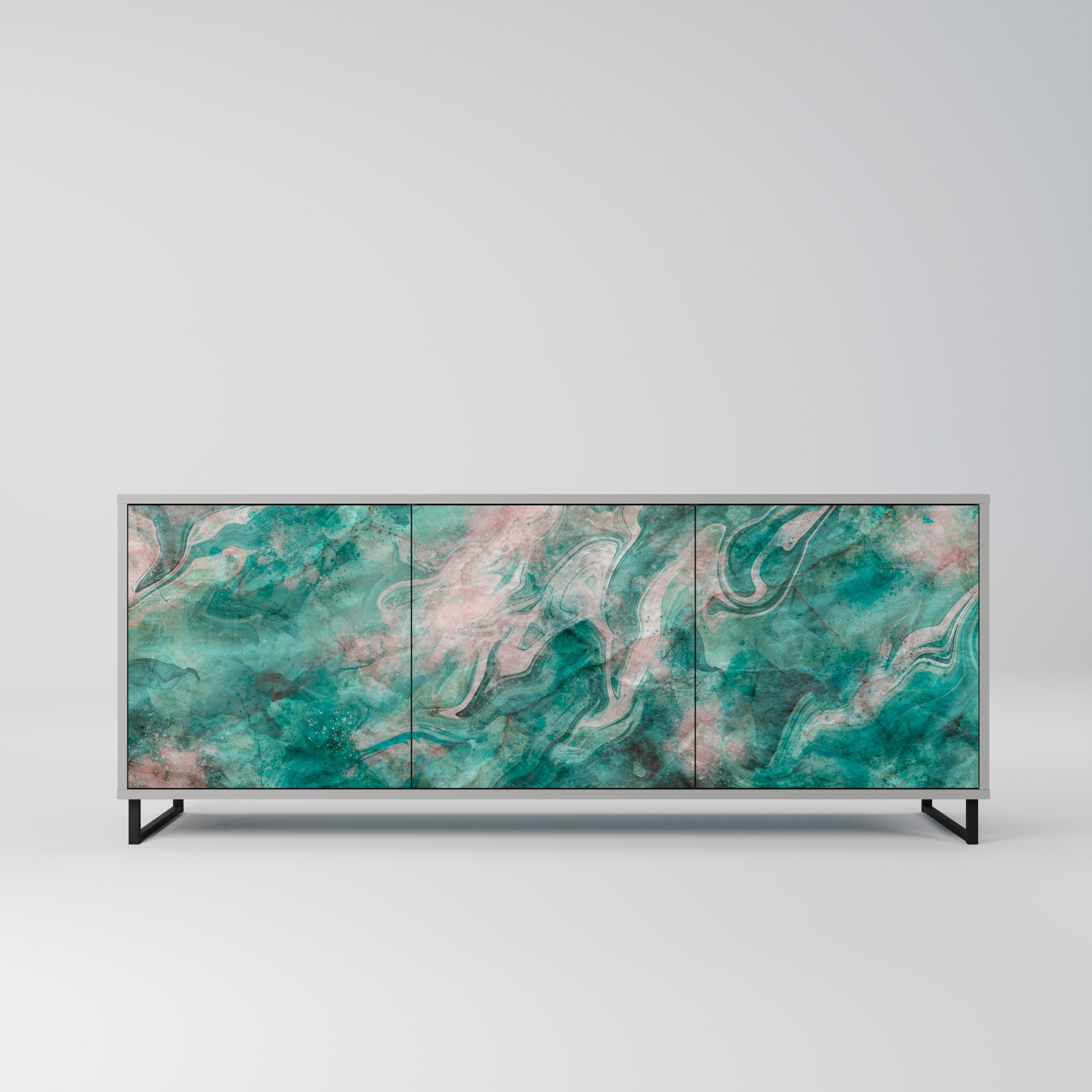 ABSTRACT ALCHEMY Aparador de 3 Portas em Acabamento Cinzento