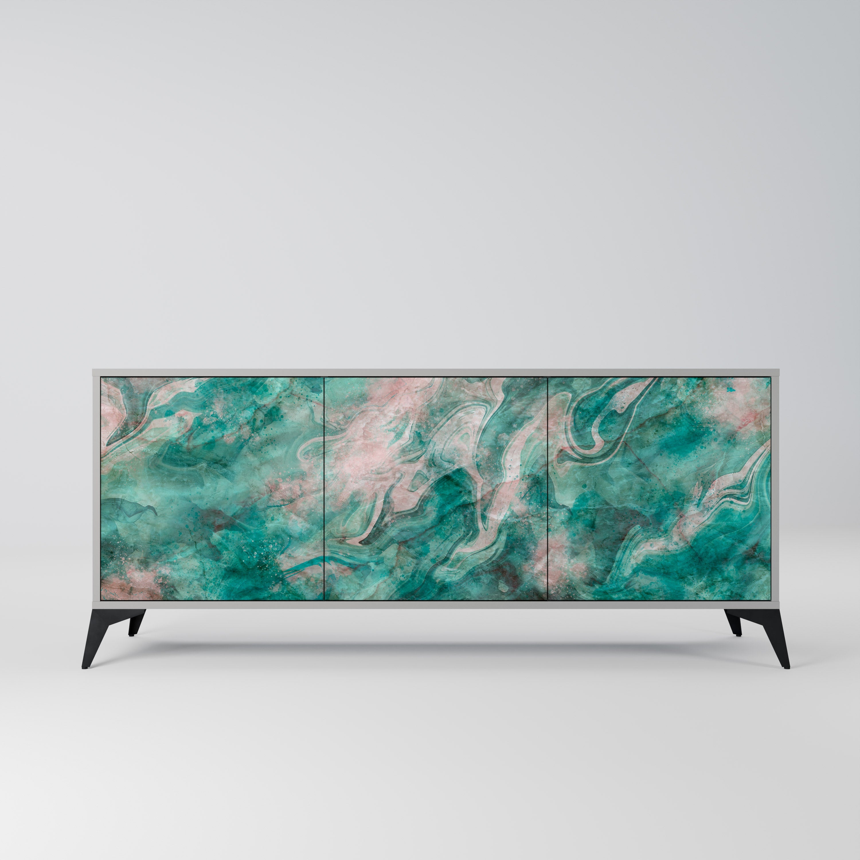 ABSTRACT ALCHEMY Aparador de 3 Portas em Acabamento Cinzento