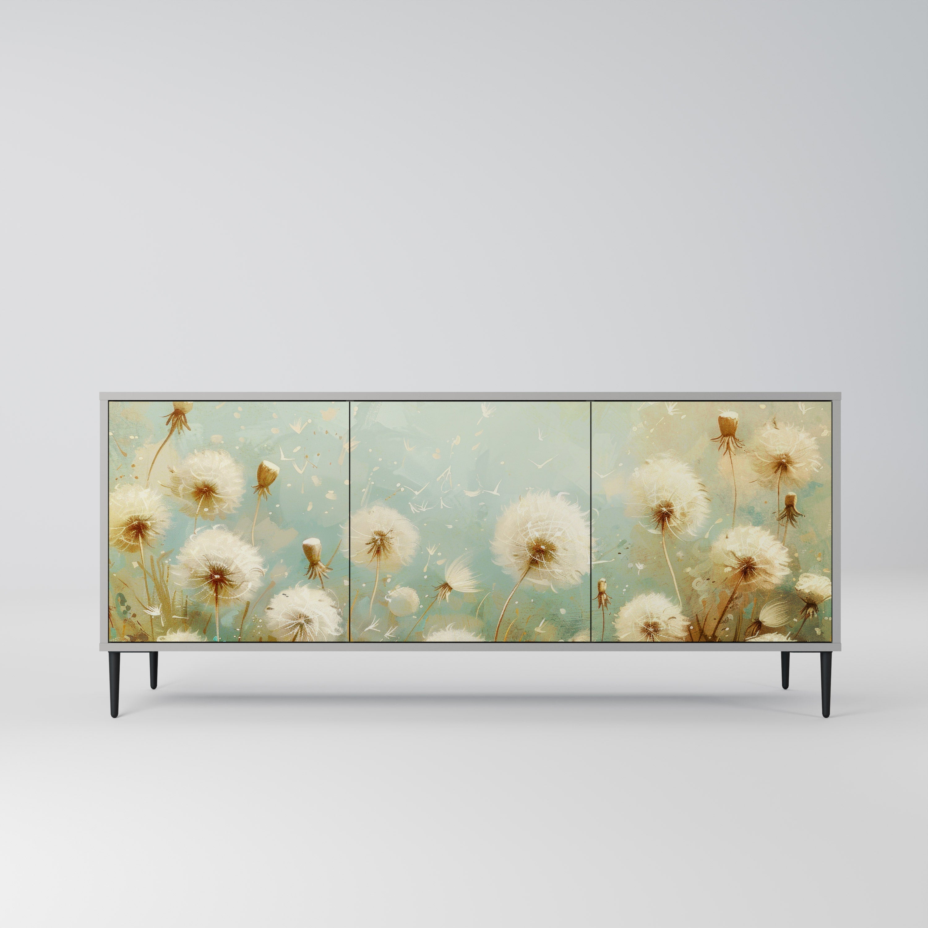 DREAMY MEADOW 3-Door Sideboard in Grey Finish