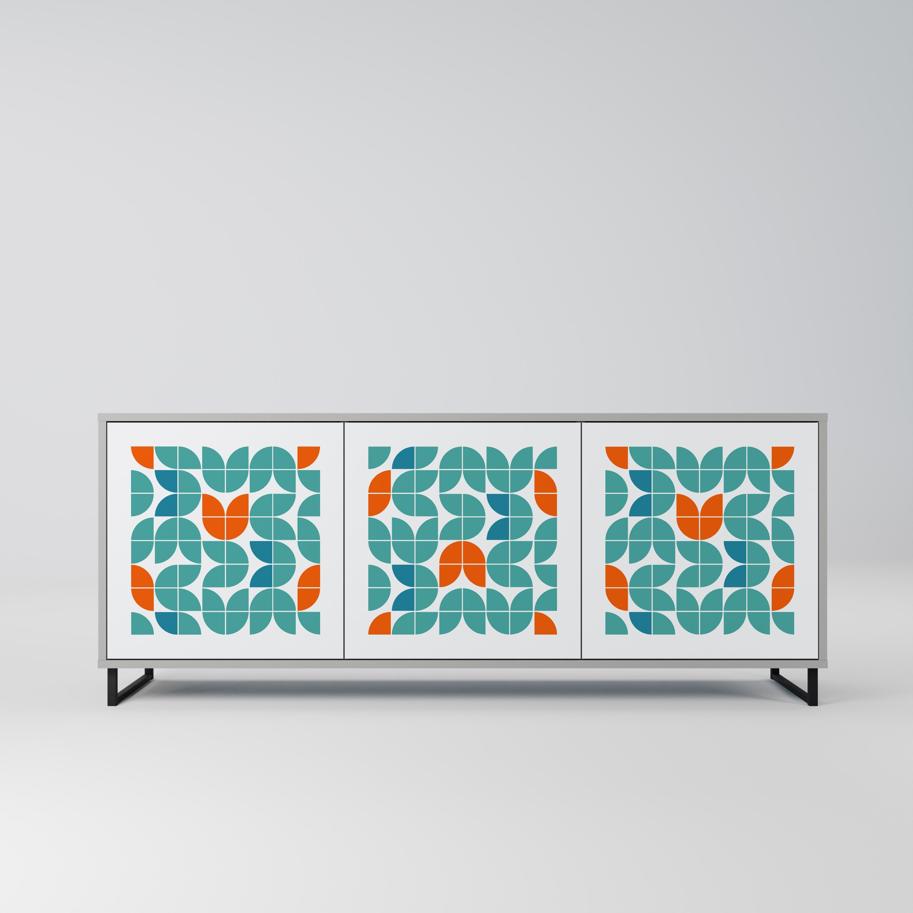 BE THE CHANGE Aparador de 3 Portas em Acabamento Cinzento