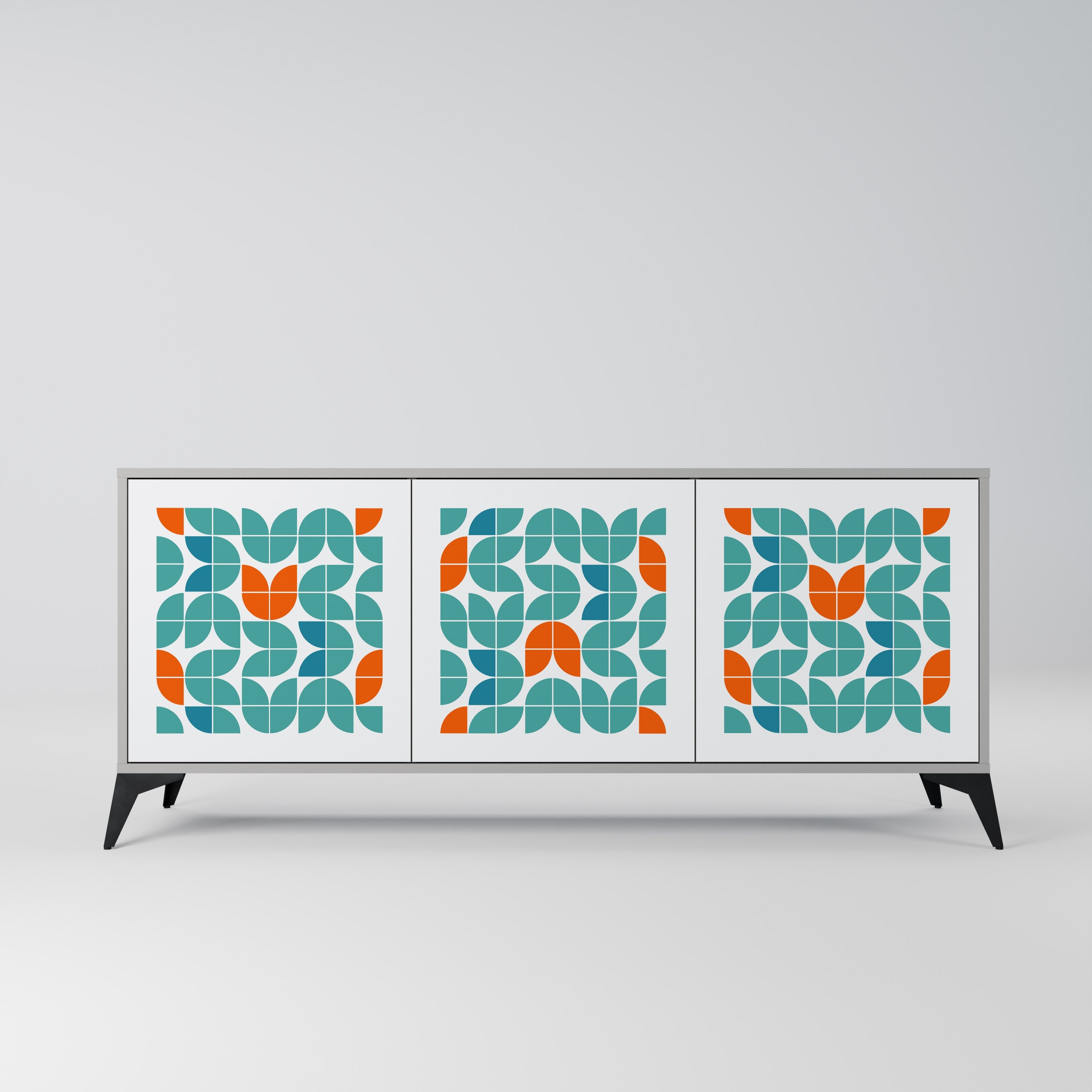 BE THE CHANGE Aparador de 3 Portas em Acabamento Cinzento