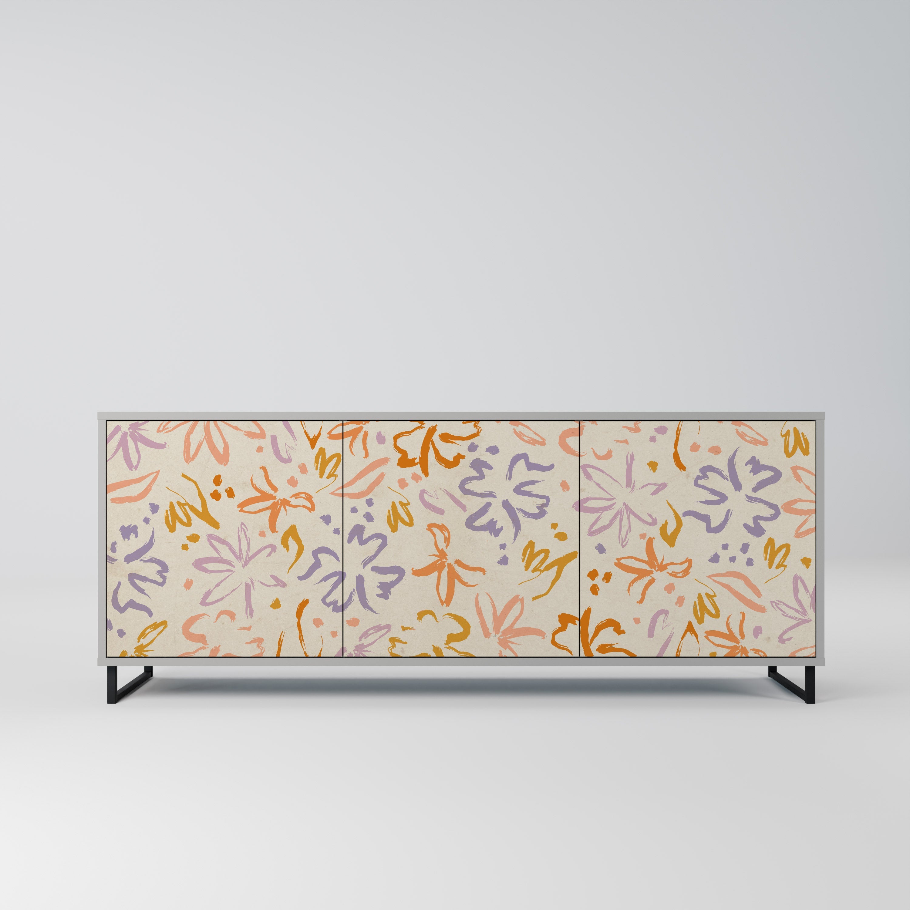 SPRING WHIMSY Aparador de 3 Portas em Acabamento Cinzento