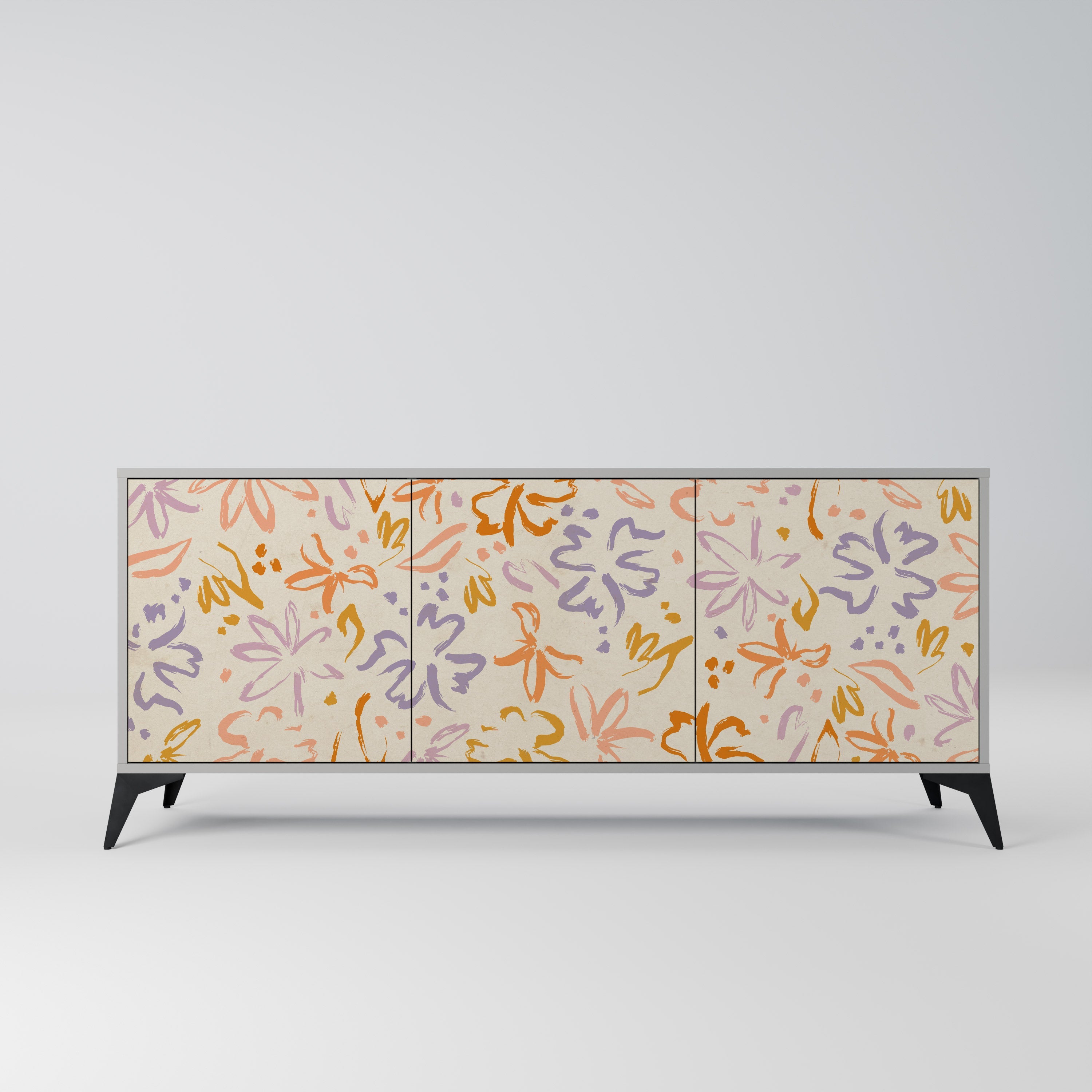 SPRING WHIMSY Aparador de 3 Portas em Acabamento Cinzento