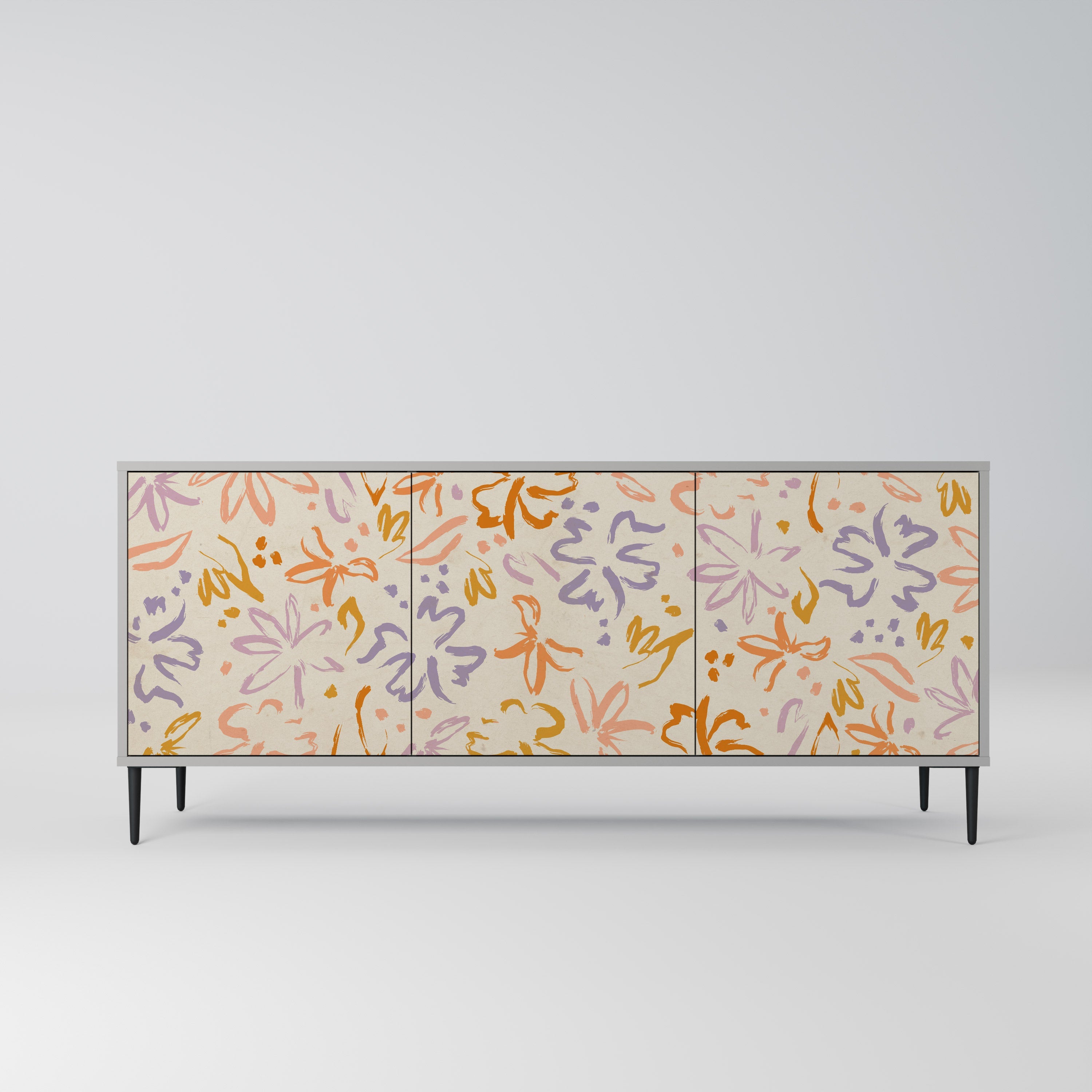 SPRING WHIMSY Aparador de 3 Portas em Acabamento Cinzento