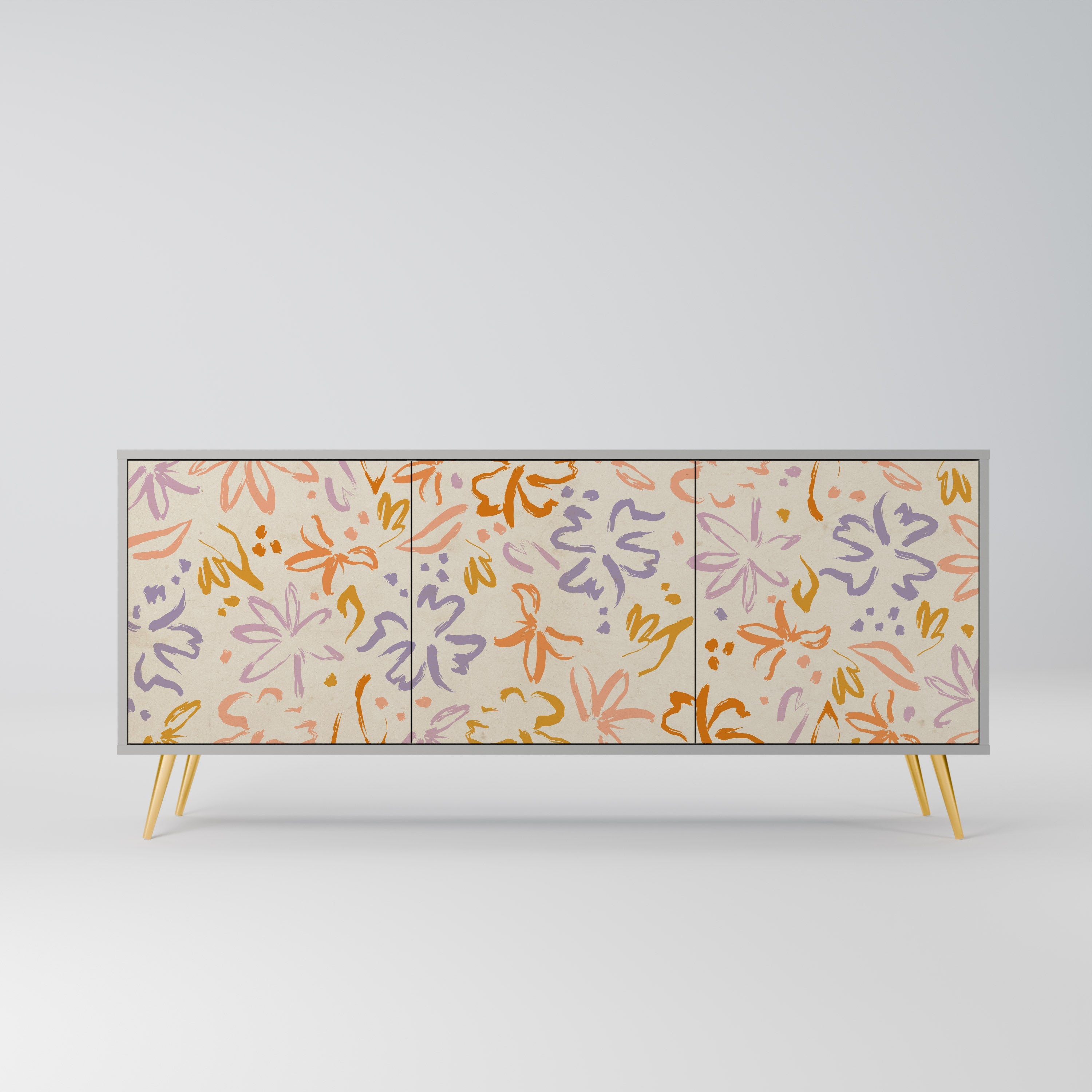 SPRING WHIMSY Aparador de 3 Portas em Acabamento Cinzento