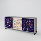 FLORAL COMBINATION 3-Door Sideboard in Grey Finish