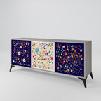FLORAL COMBINATION 3-Door Sideboard in Grey Finish