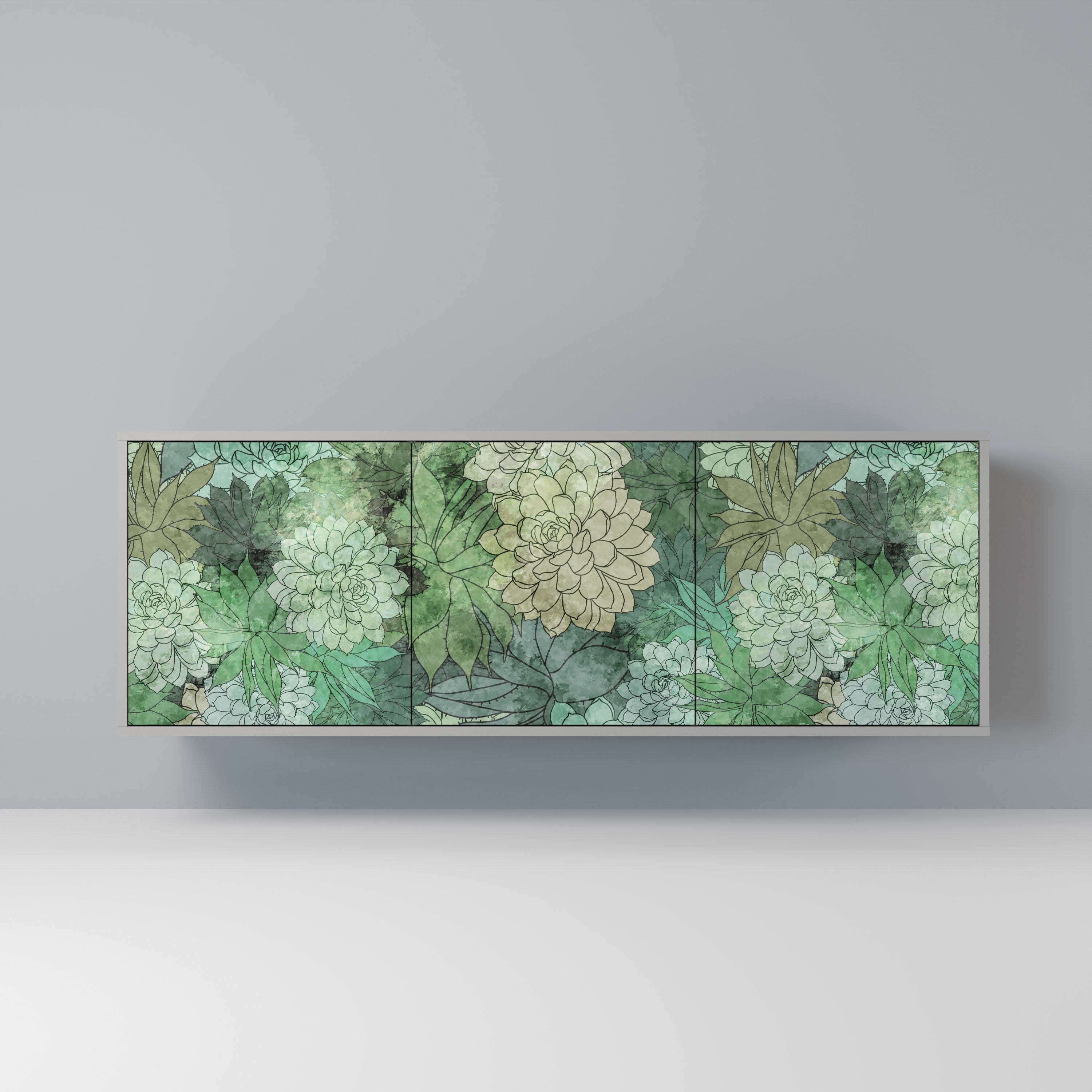 SUCCULENT CLUSTER Aparador de 3 Portas em Acabamento Cinzento