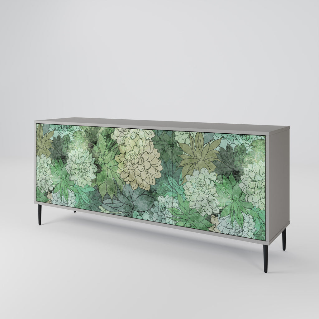SUCCULENT CLUSTER 3-Door Sideboard in Grey Finish