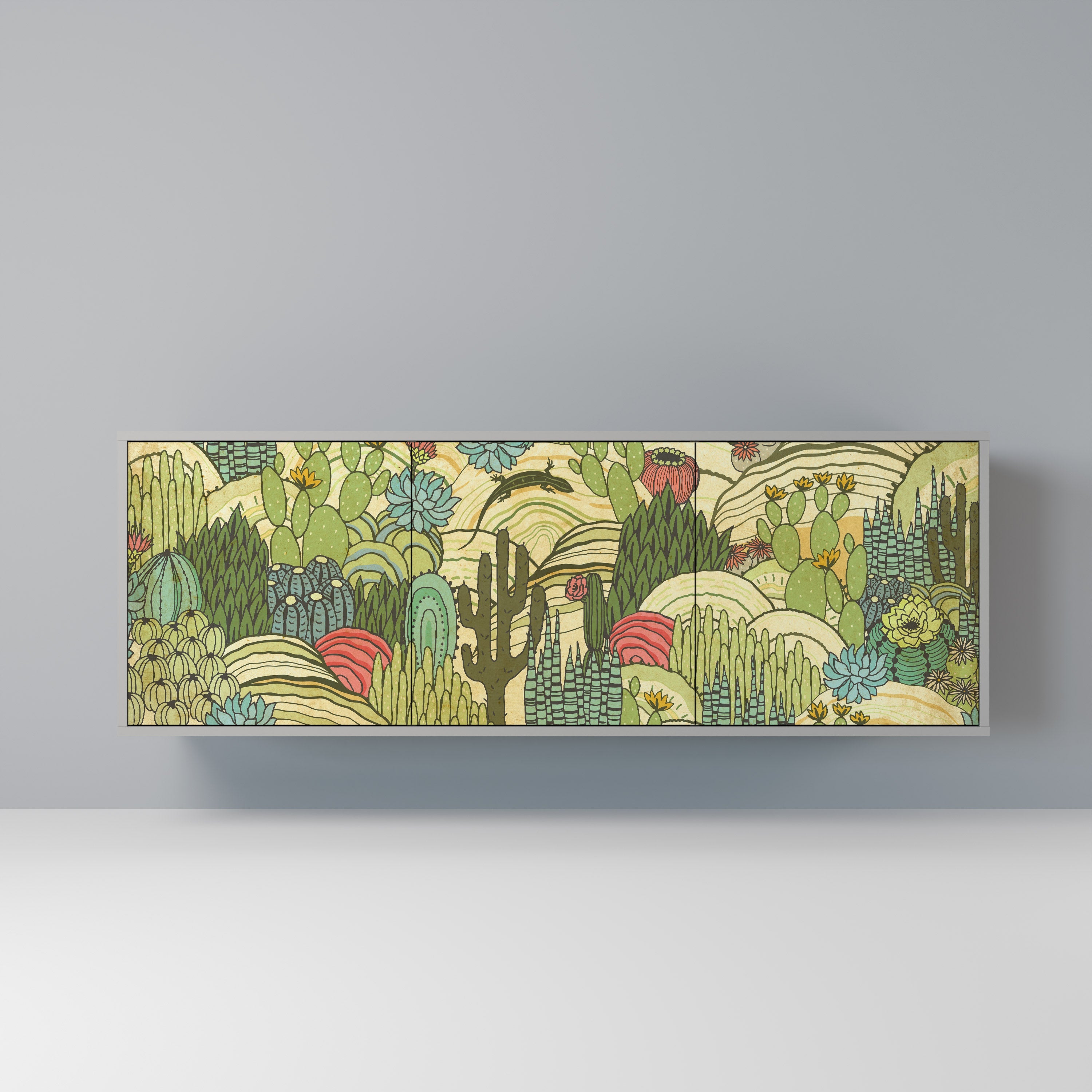 SUCCULENTS KALEIDOSCOPE Aparador de 3 Portas em Acabamento Cinzento