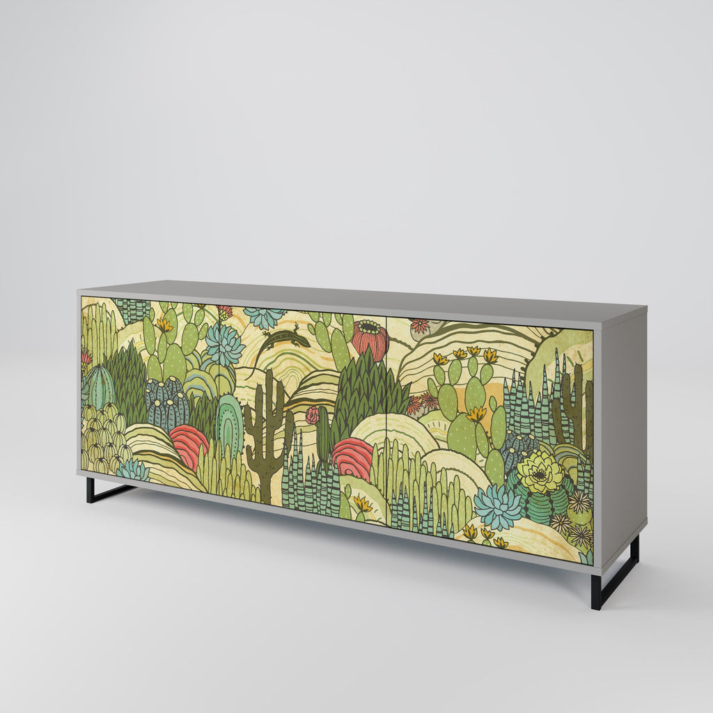 SUCCULENTS KALEIDOSCOPE 3-Door Sideboard in Grey Finish