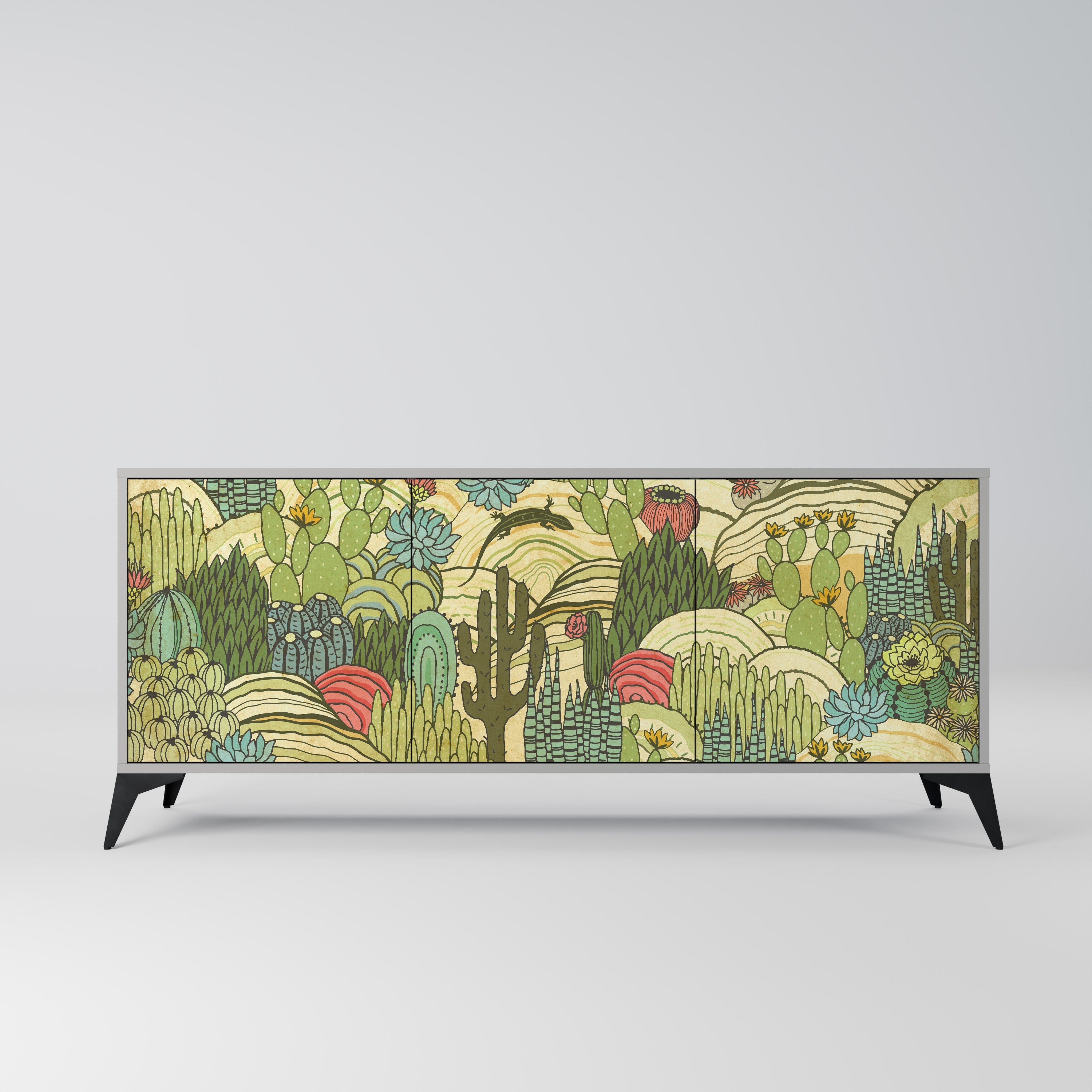 SUCCULENTS KALEIDOSCOPE Aparador de 3 Portas em Acabamento Cinzento