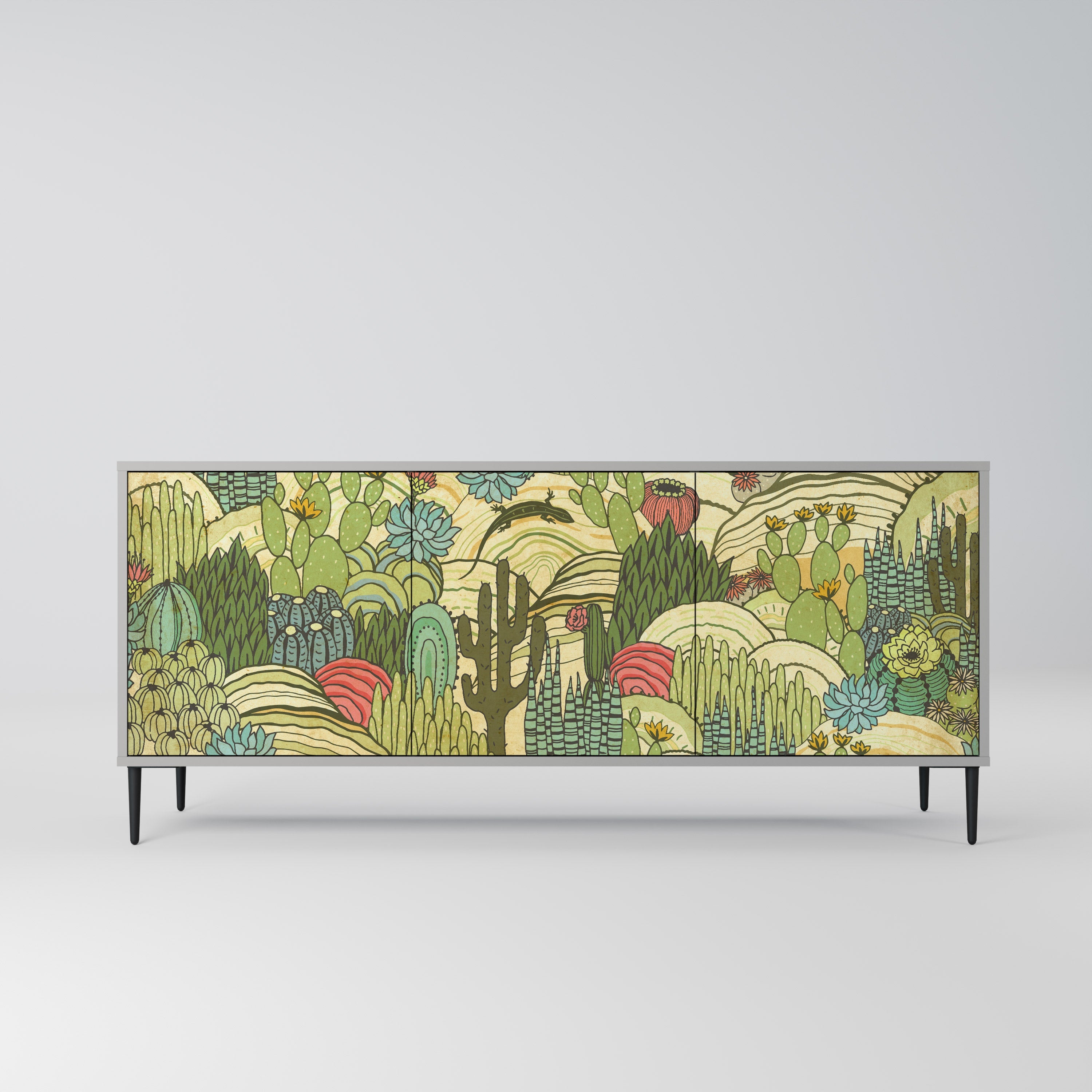 SUCCULENTS KALEIDOSCOPE Aparador de 3 Portas em Acabamento Cinzento