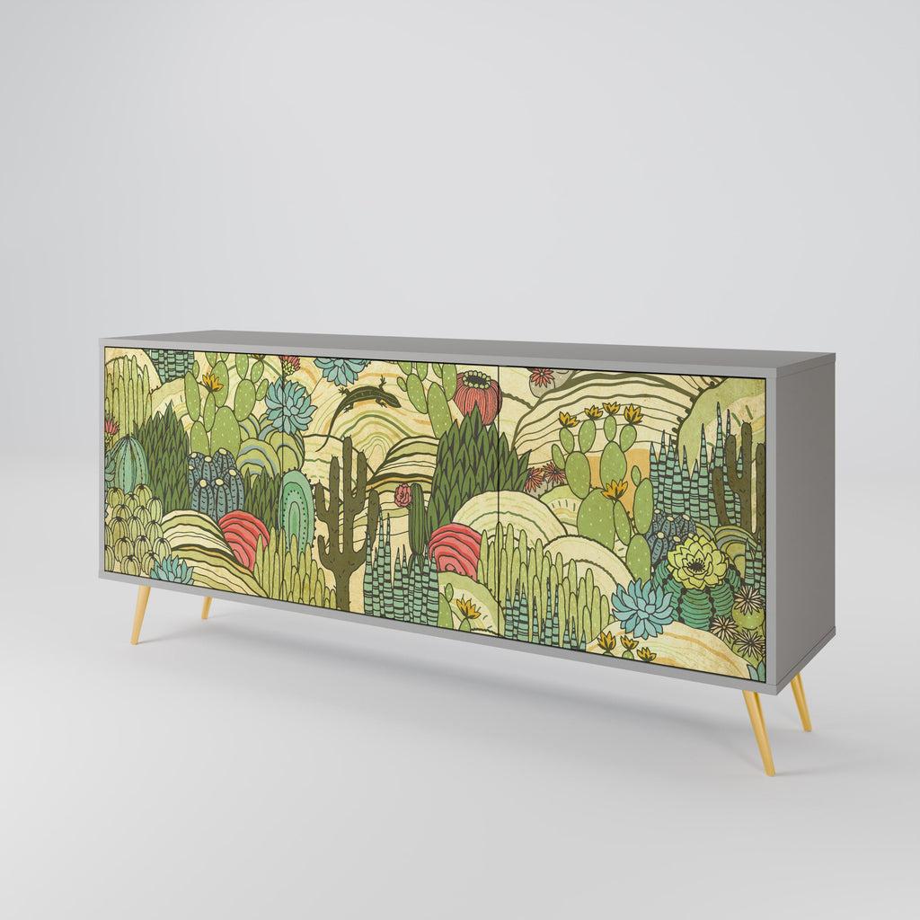 SUCCULENTS KALEIDOSCOPE 3-Door Sideboard in Grey Finish