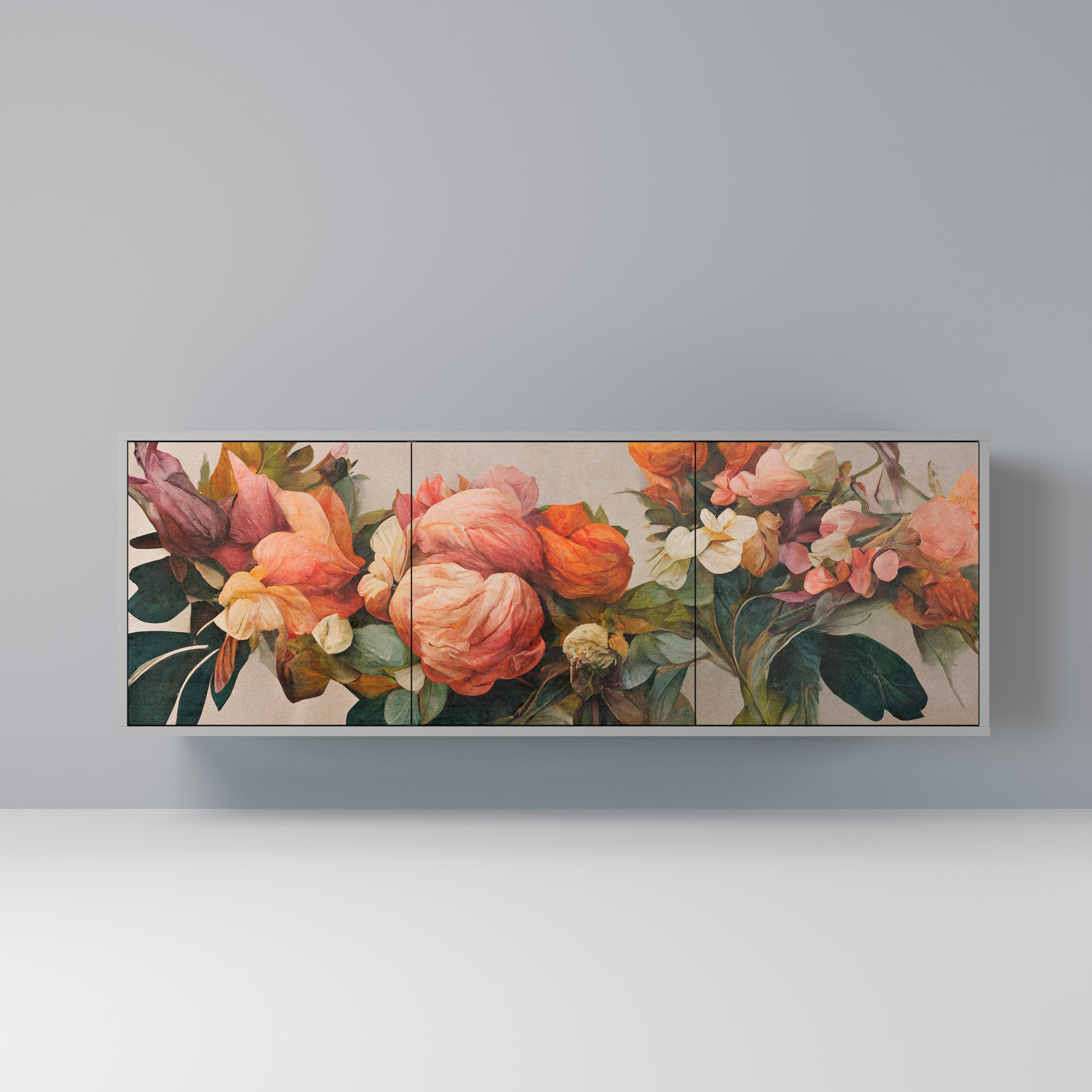 STYLISH BEAUTY Aparador de 3 Portas em Acabamento Cinzento