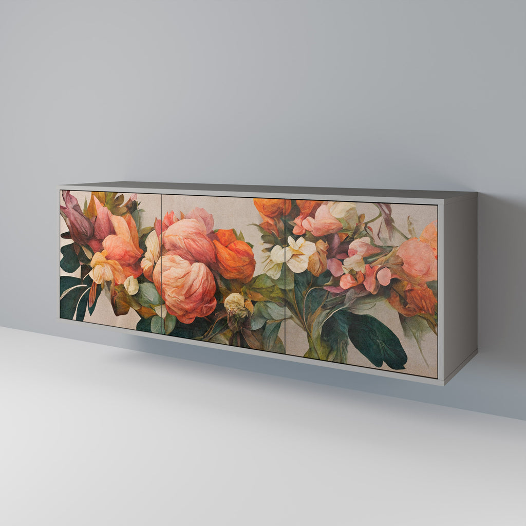 STYLISH BEAUTY Aparador de 3 Portas em Acabamento Cinzento