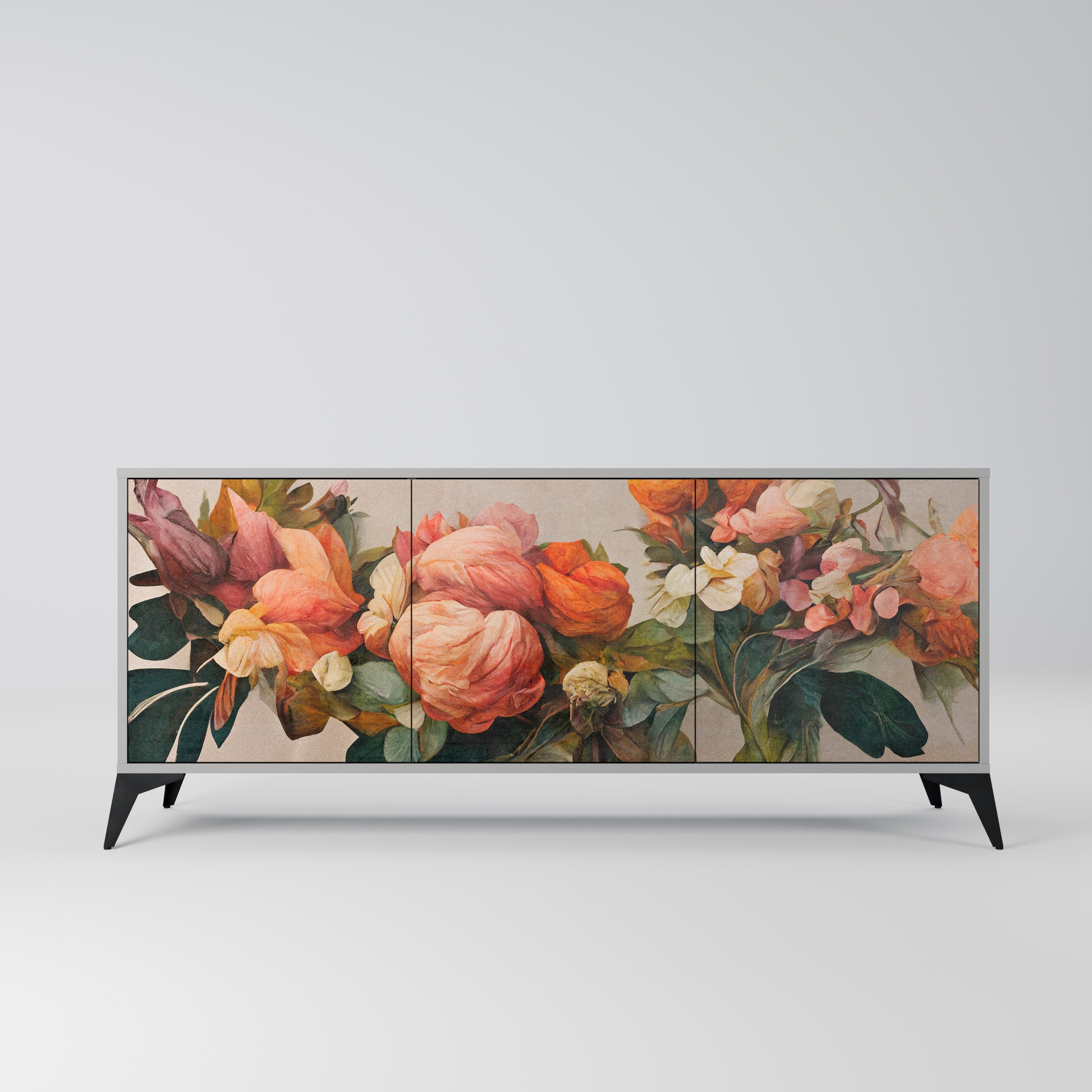 STYLISH BEAUTY Aparador de 3 Portas em Acabamento Cinzento