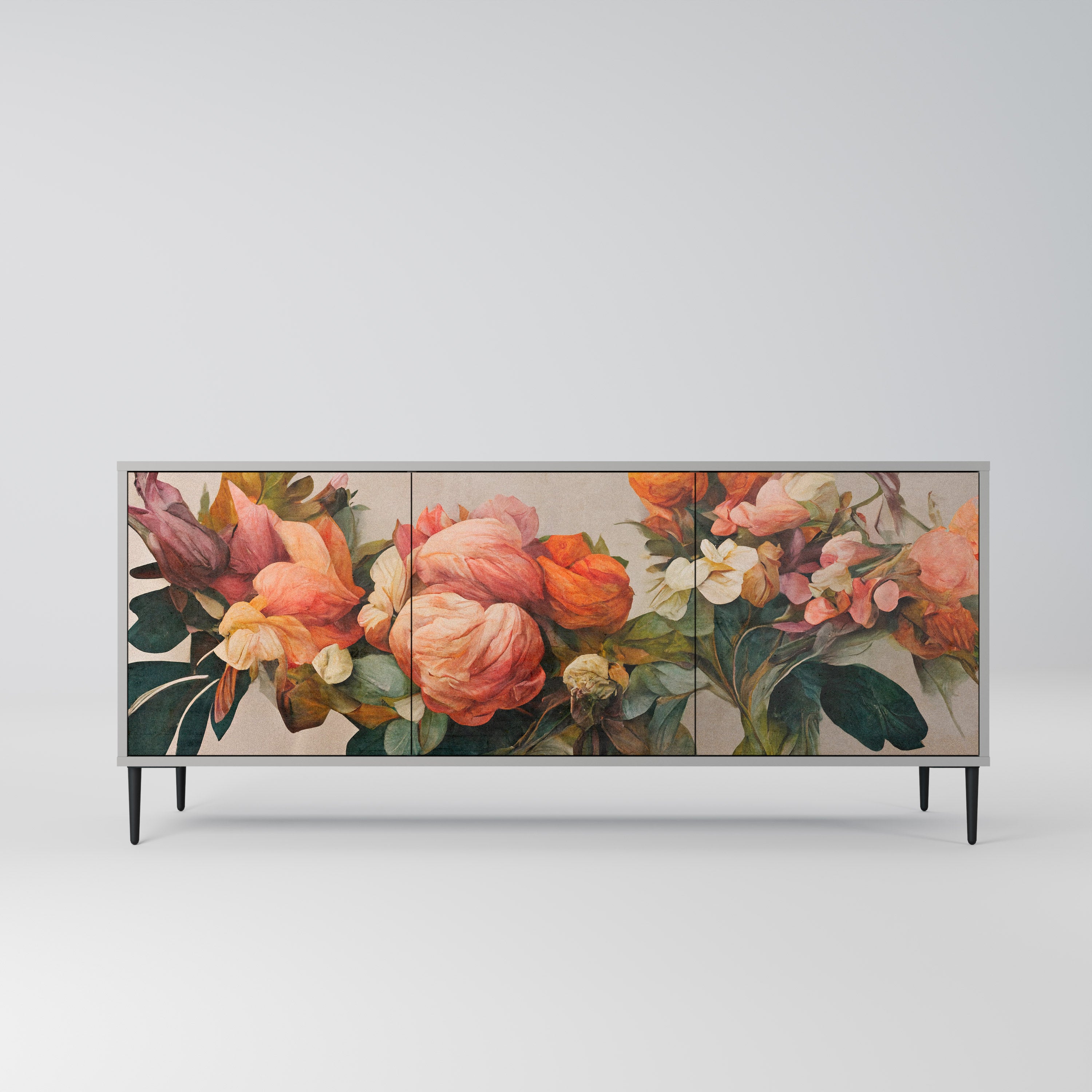 STYLISH BEAUTY Aparador de 3 Portas em Acabamento Cinzento