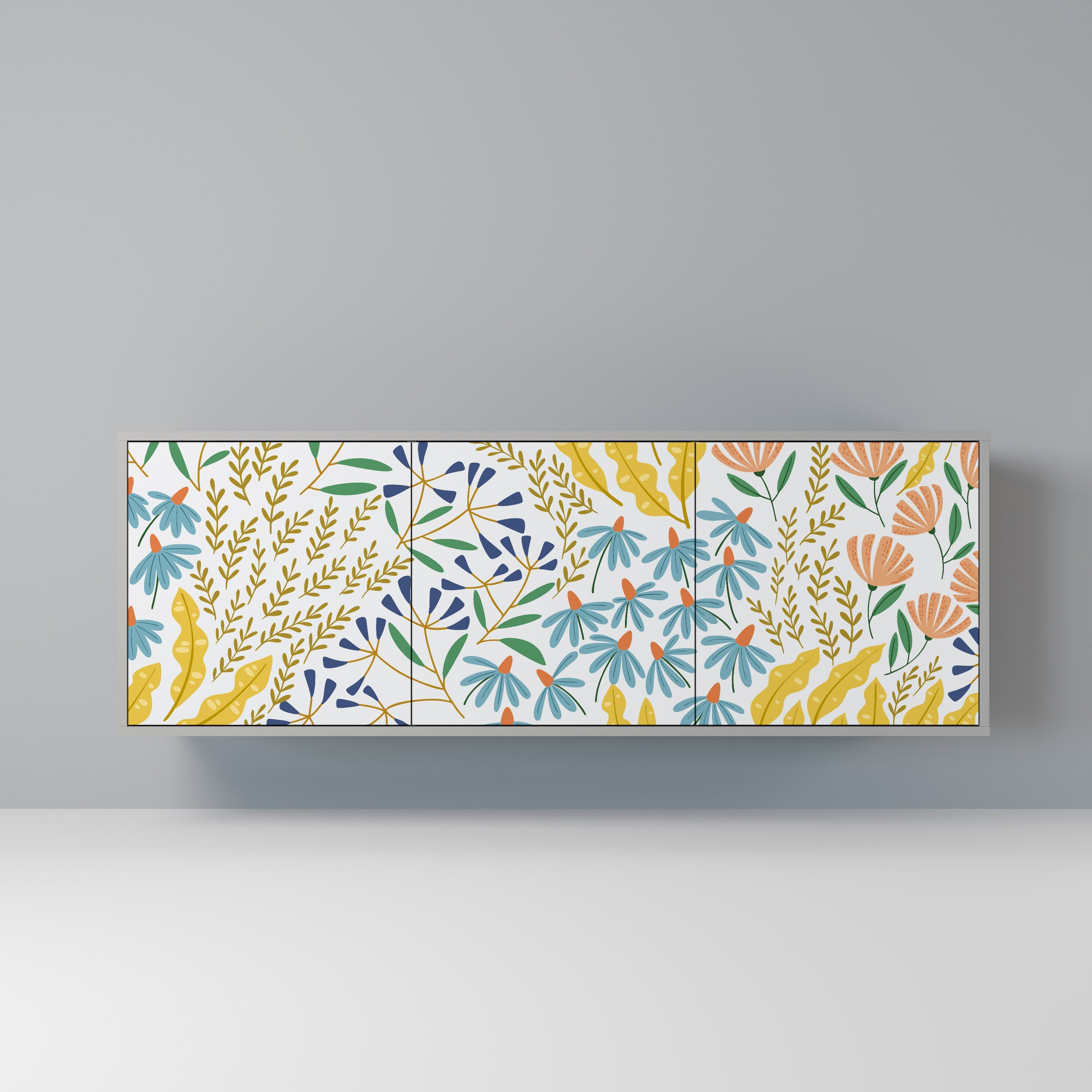 HELLO SPRING Aparador de 3 Portas em Acabamento Cinzento