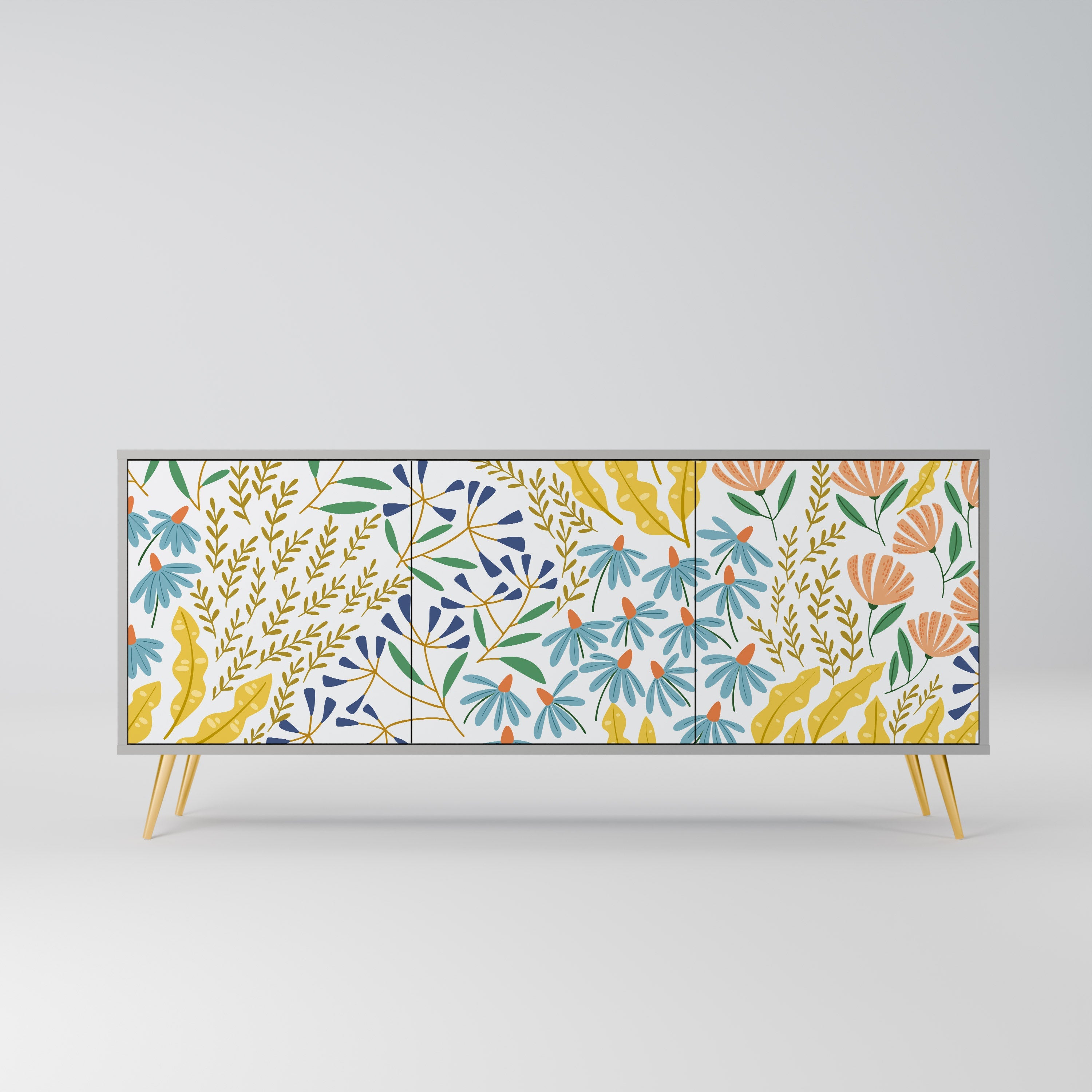 HELLO SPRING Aparador de 3 Portas em Acabamento Cinzento