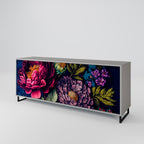 BLOOMING ELEGANCE 3-Door Sideboard in Grey Finish