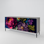 BLOOMING ELEGANCE 3-Door Sideboard in Grey Finish