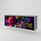 BLOOMING ELEGANCE 3-Door Sideboard in Grey Finish