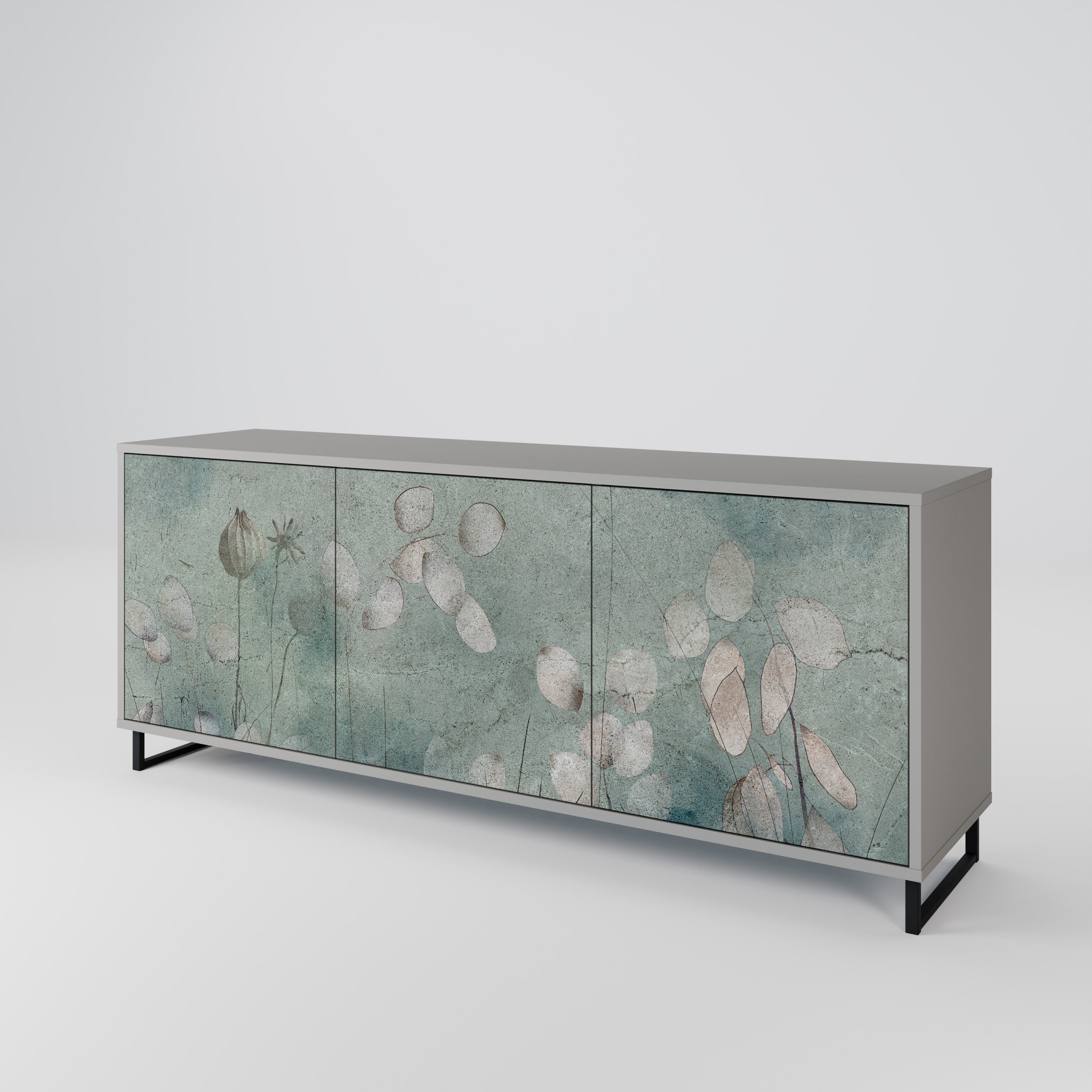 NIGHT LADY 3-Door Sideboard in Grey Finish