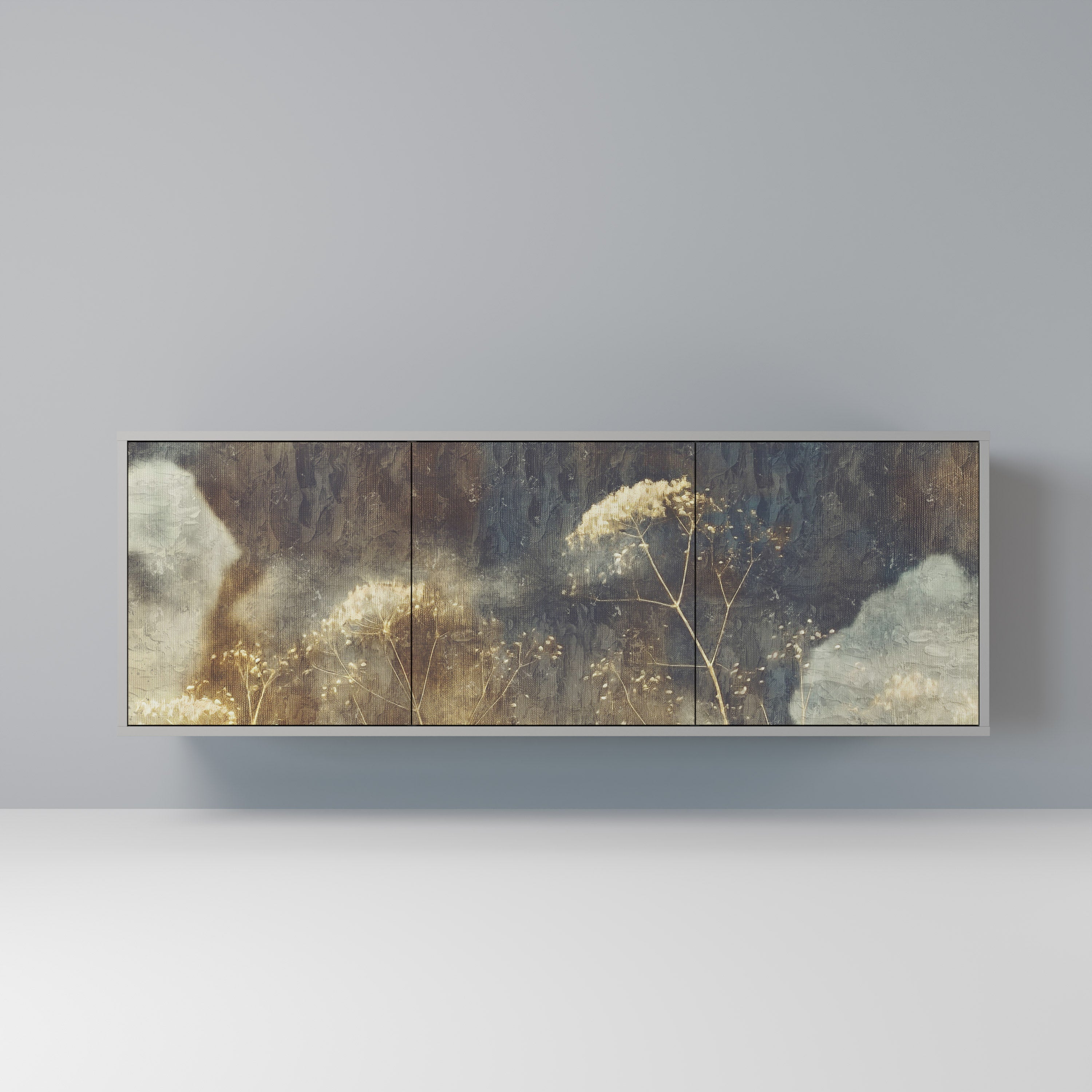 GENTLE POWER Aparador de 3 Portas em Acabamento Cinzento