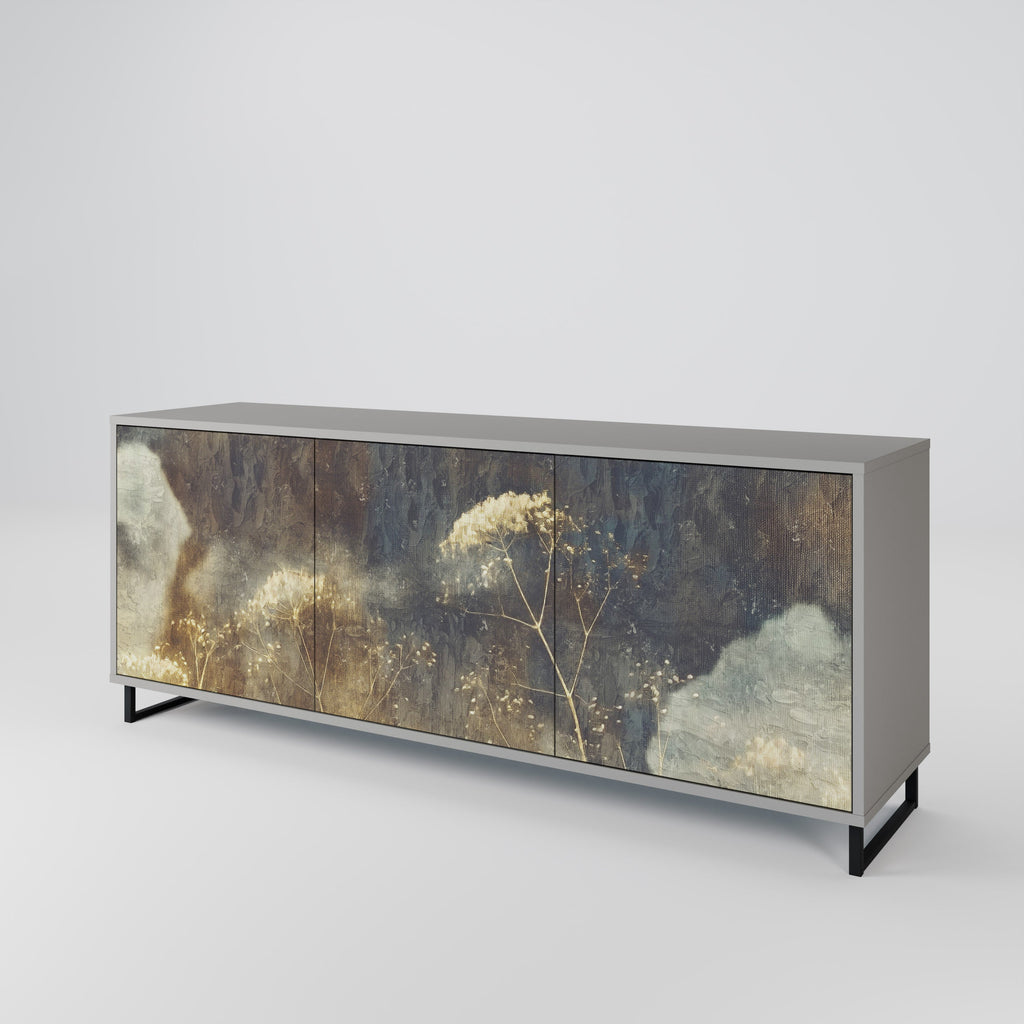 GENTLE POWER Aparador de 3 Portas em Acabamento Cinzento